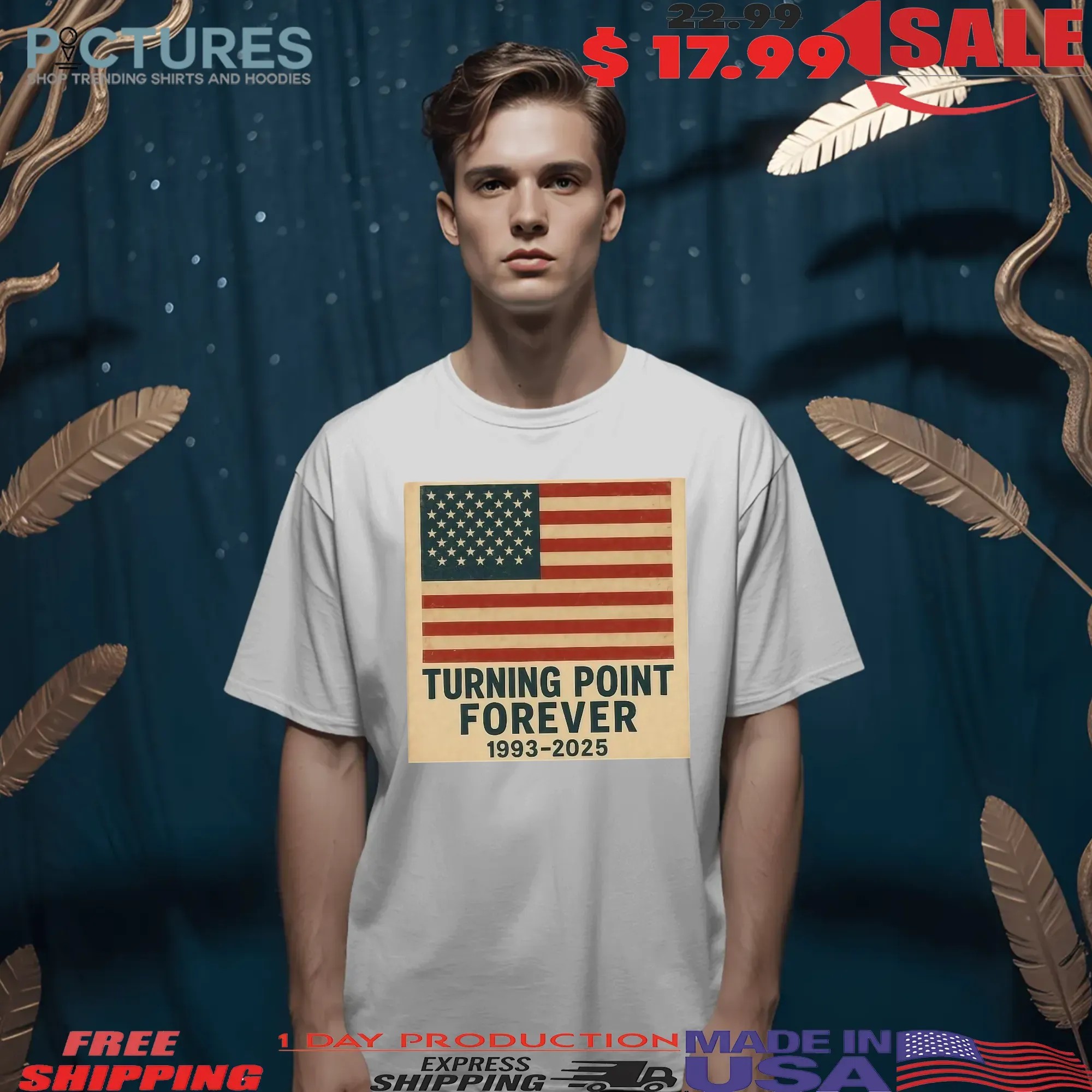Turning Point Forever 1993 2025 Charlie Kirk USA Flag T Shirt