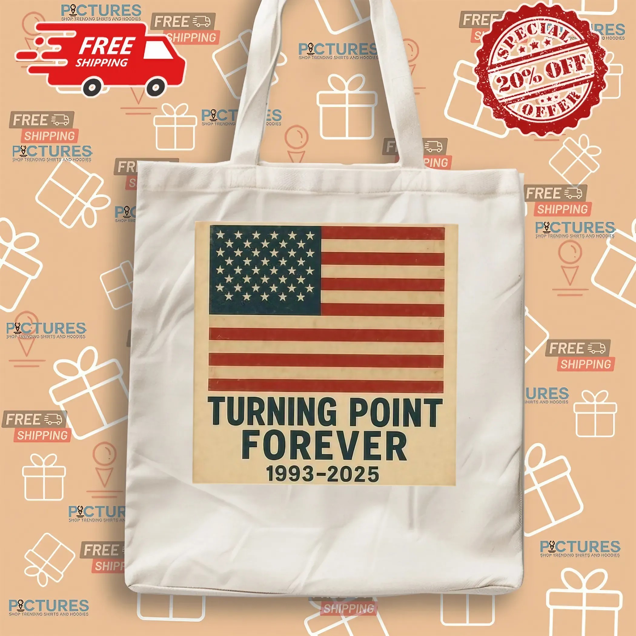 Turning Point Forever 1993 2025 Charlie Kirk USA Flag T Shirt