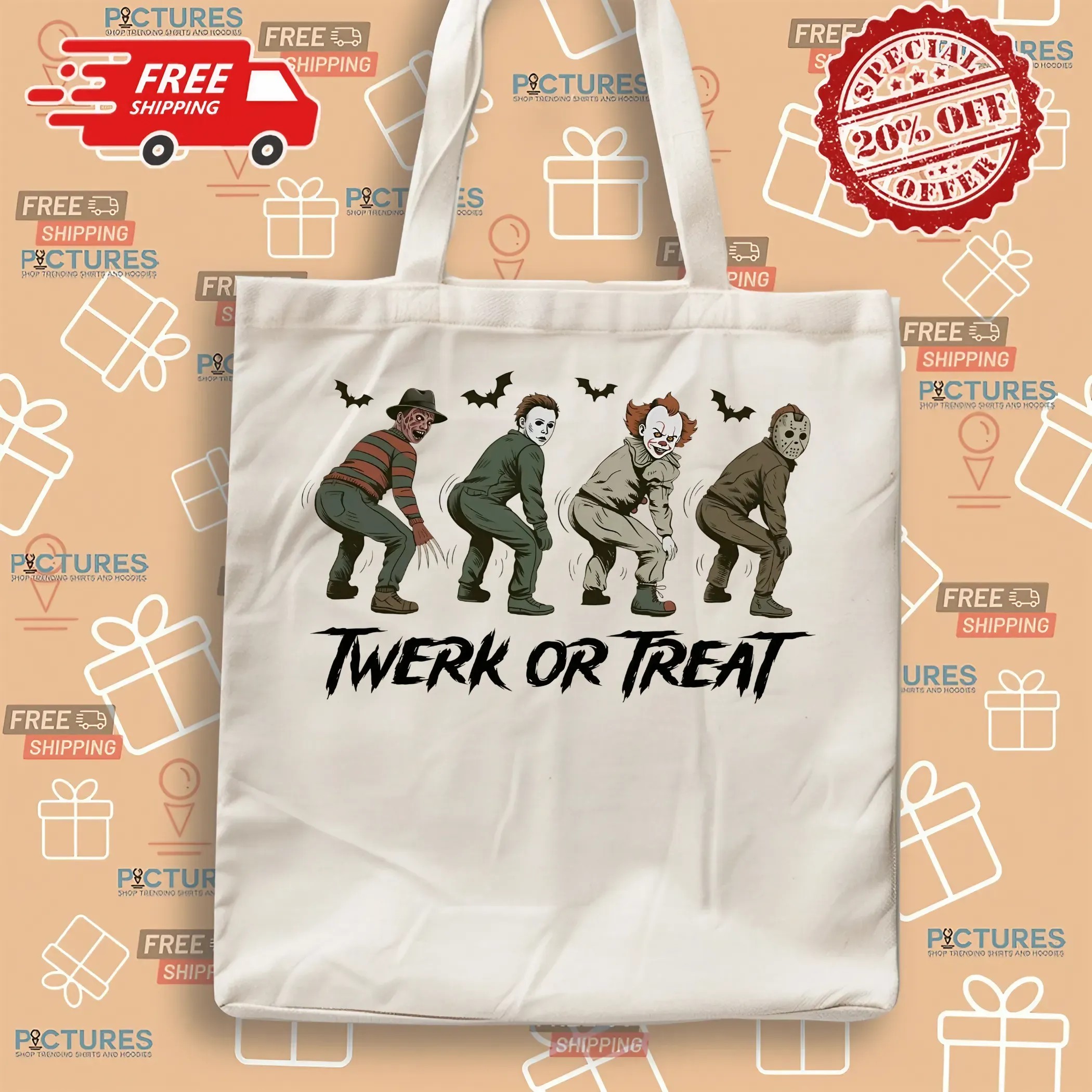 Twerk or Treat Horror Characters Dancing Killer Halloween Spooky Season T Shirt