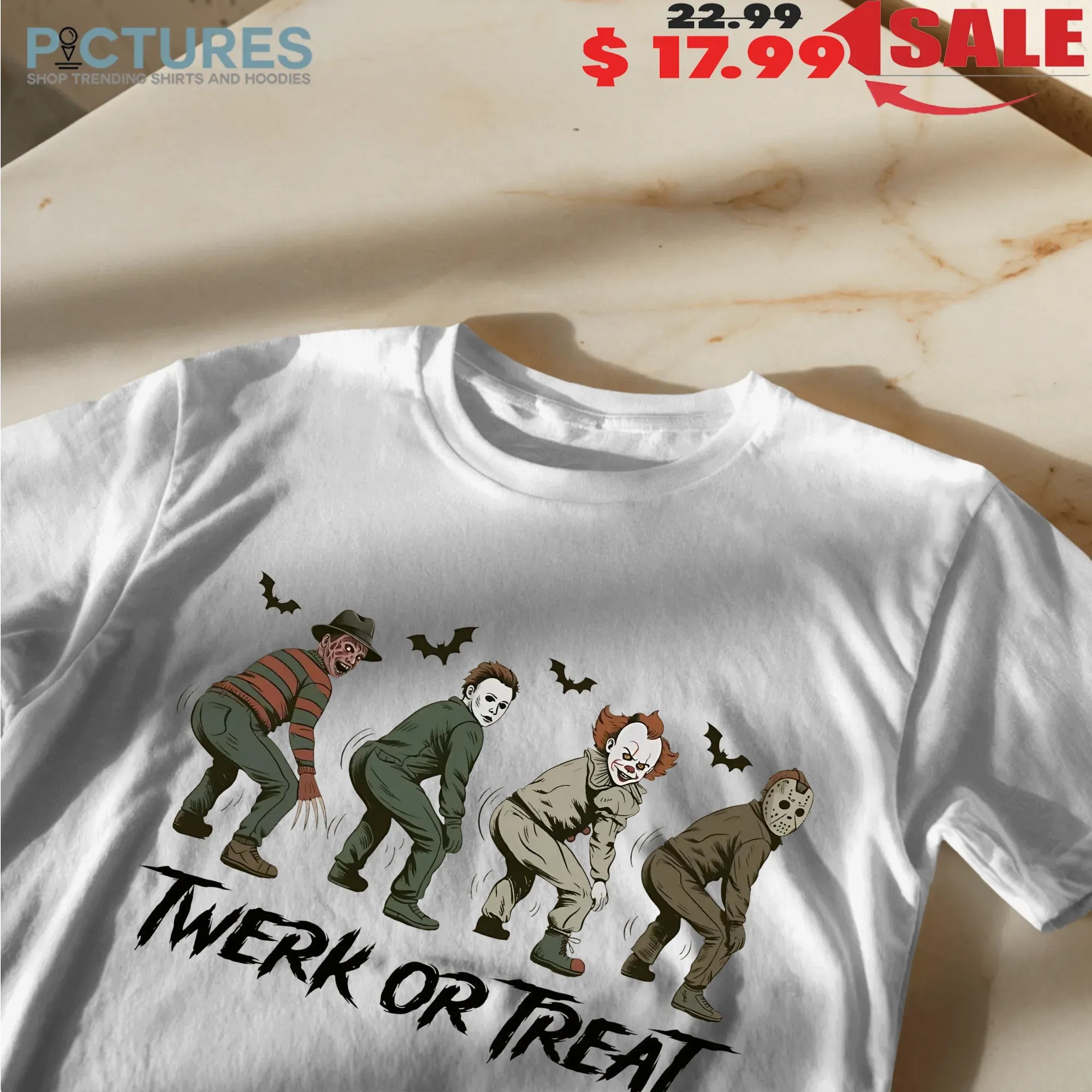 Twerk or Treat Horror Characters Dancing Killer Halloween Spooky Season T Shirt