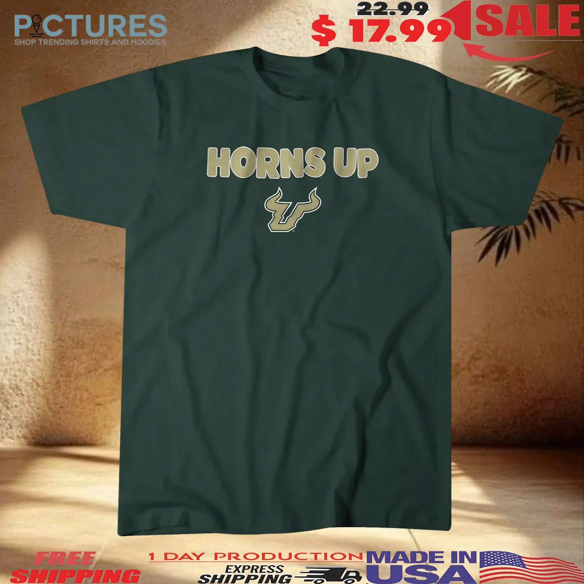 USF South Florida Bulls Football Horns Up Team Slogan T Shirt