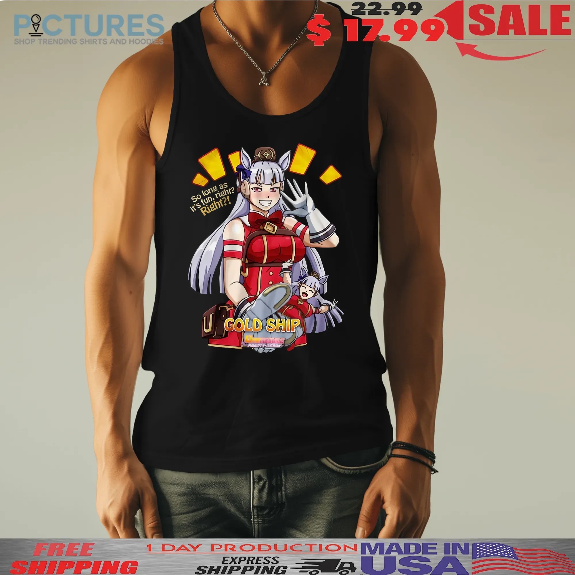 Uma Musume Pretty Derby Gold Ship So Long As It's Fun Right Anime Gamer T Shirt