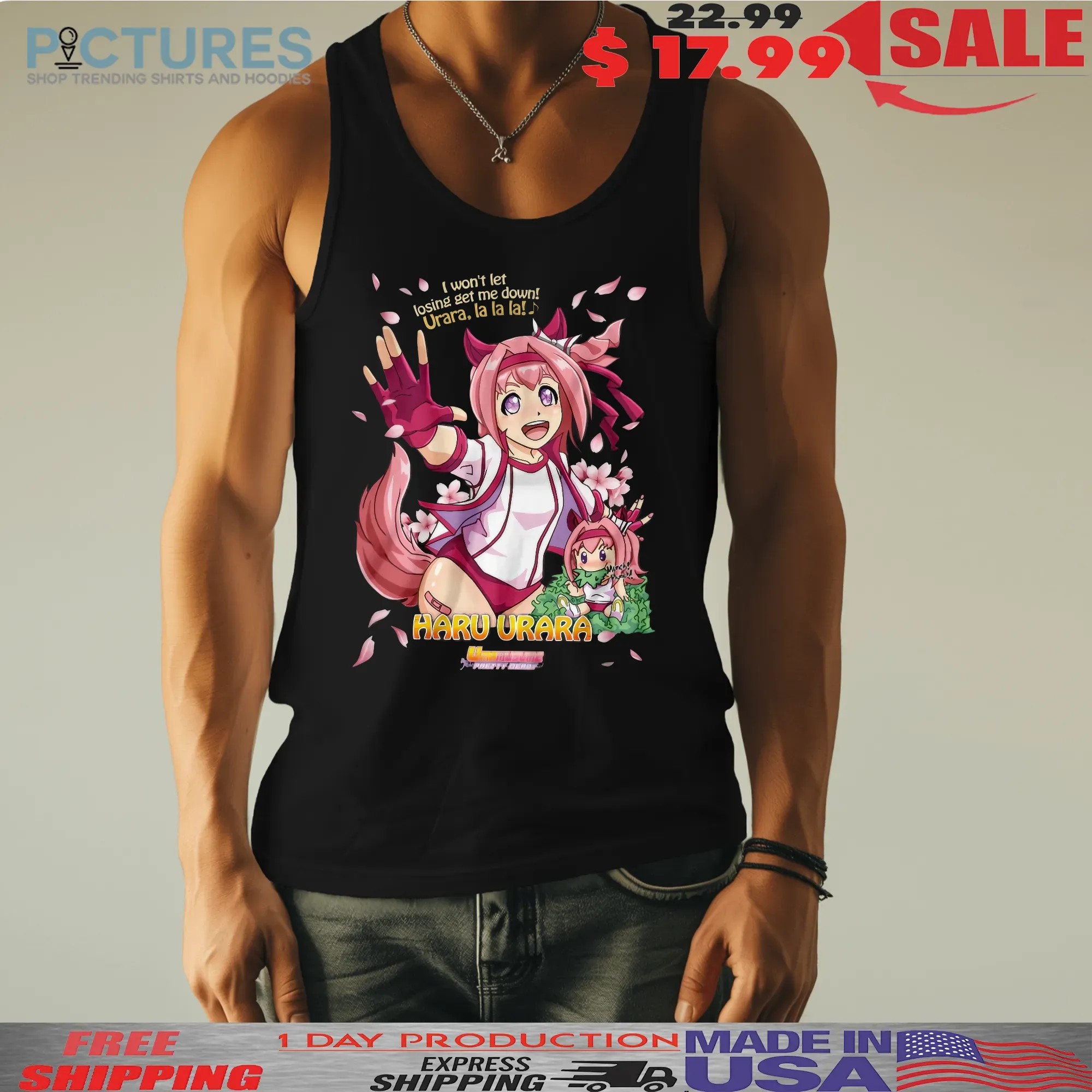 Uma Musume Pretty Derby Haru Urara I Won't Let Losing Get Me Down Anime Gamer T Shirt