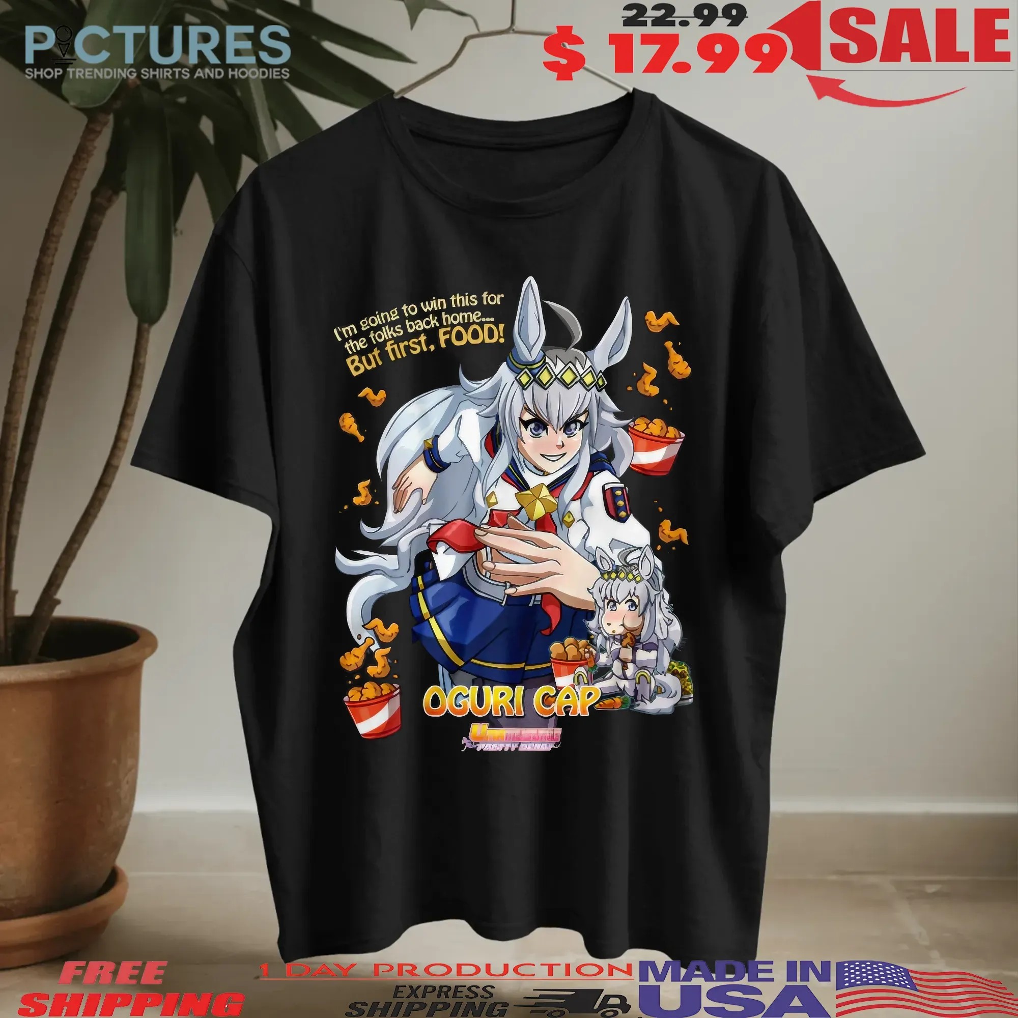 Uma Musume Pretty Derby Oguri Cap Anime I'm Going To Win This For The Forks Back Home But First Food Gamer T Shirt