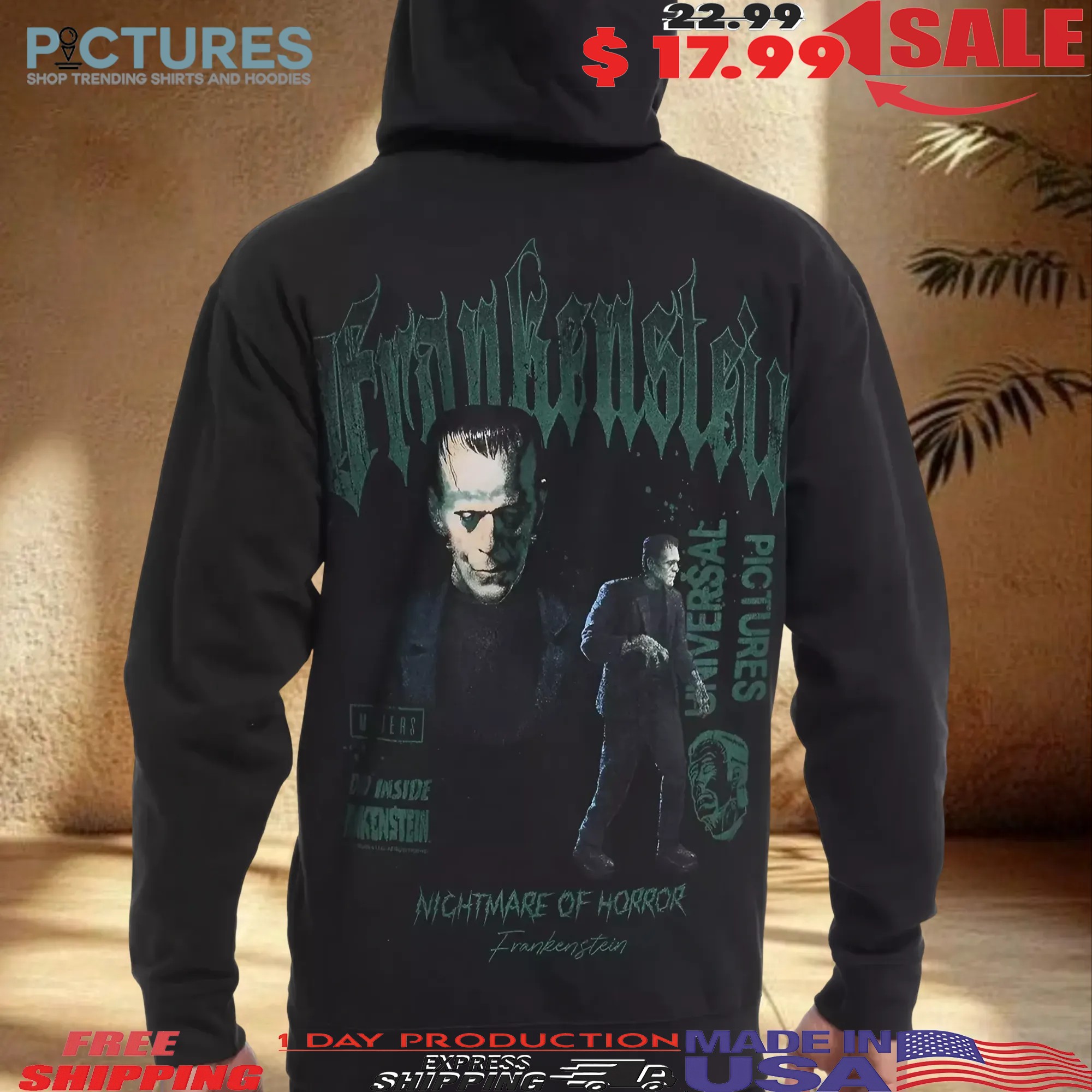 Universal Monsters Frankenstein Nightmare Of Horror Graphic Halloween T Shirt