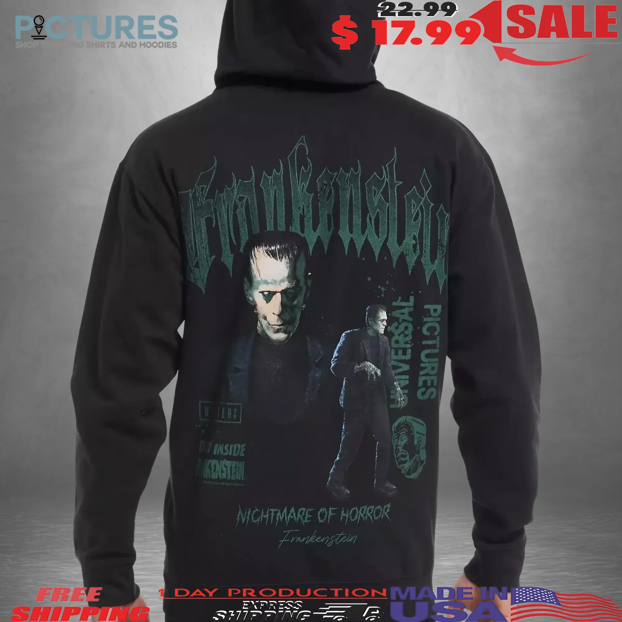 Universal Monsters Frankenstein Nightmare Of Horror Graphic Halloween T Shirt
