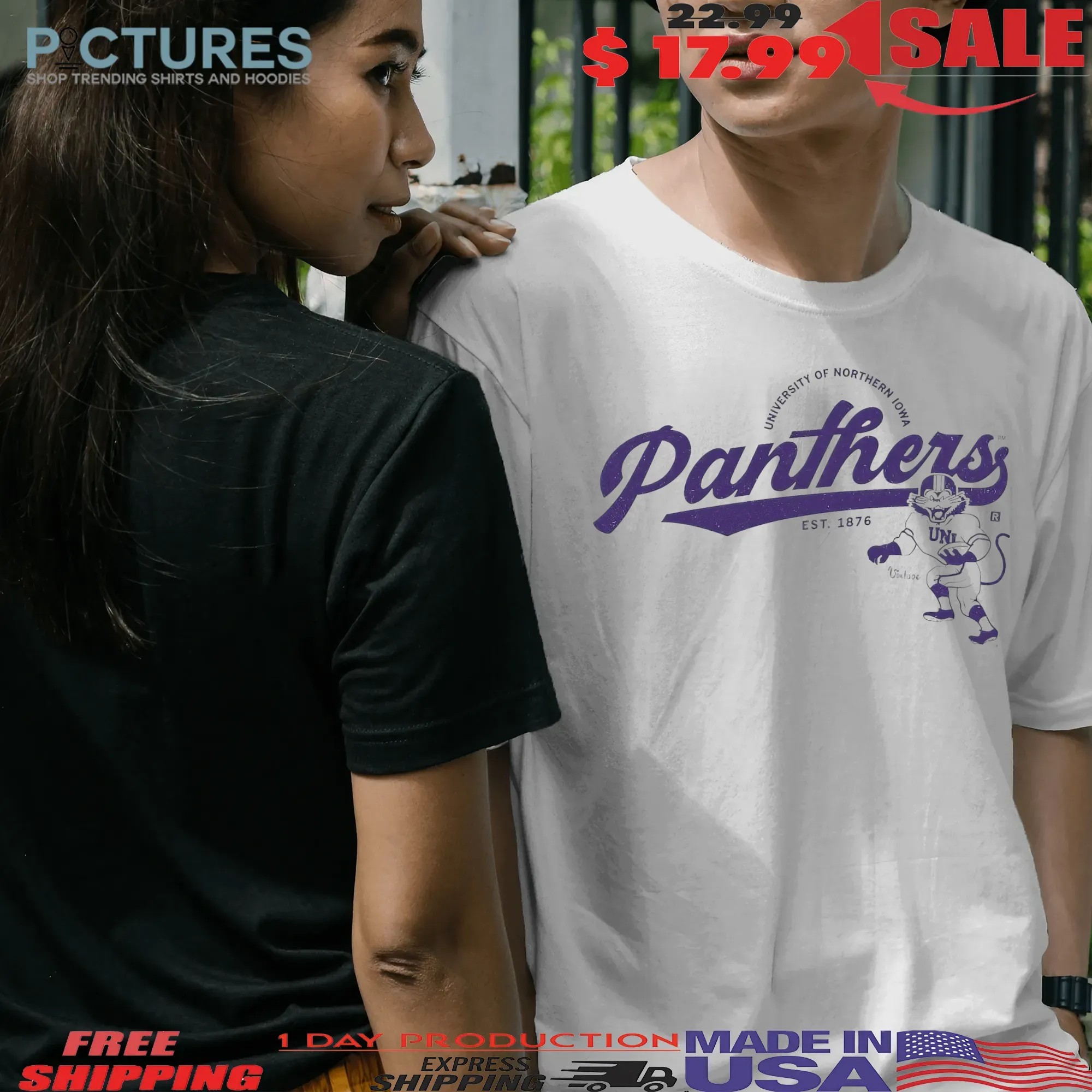 University Of Northern Iowa Panthers Est 1876 Logo T Shirt