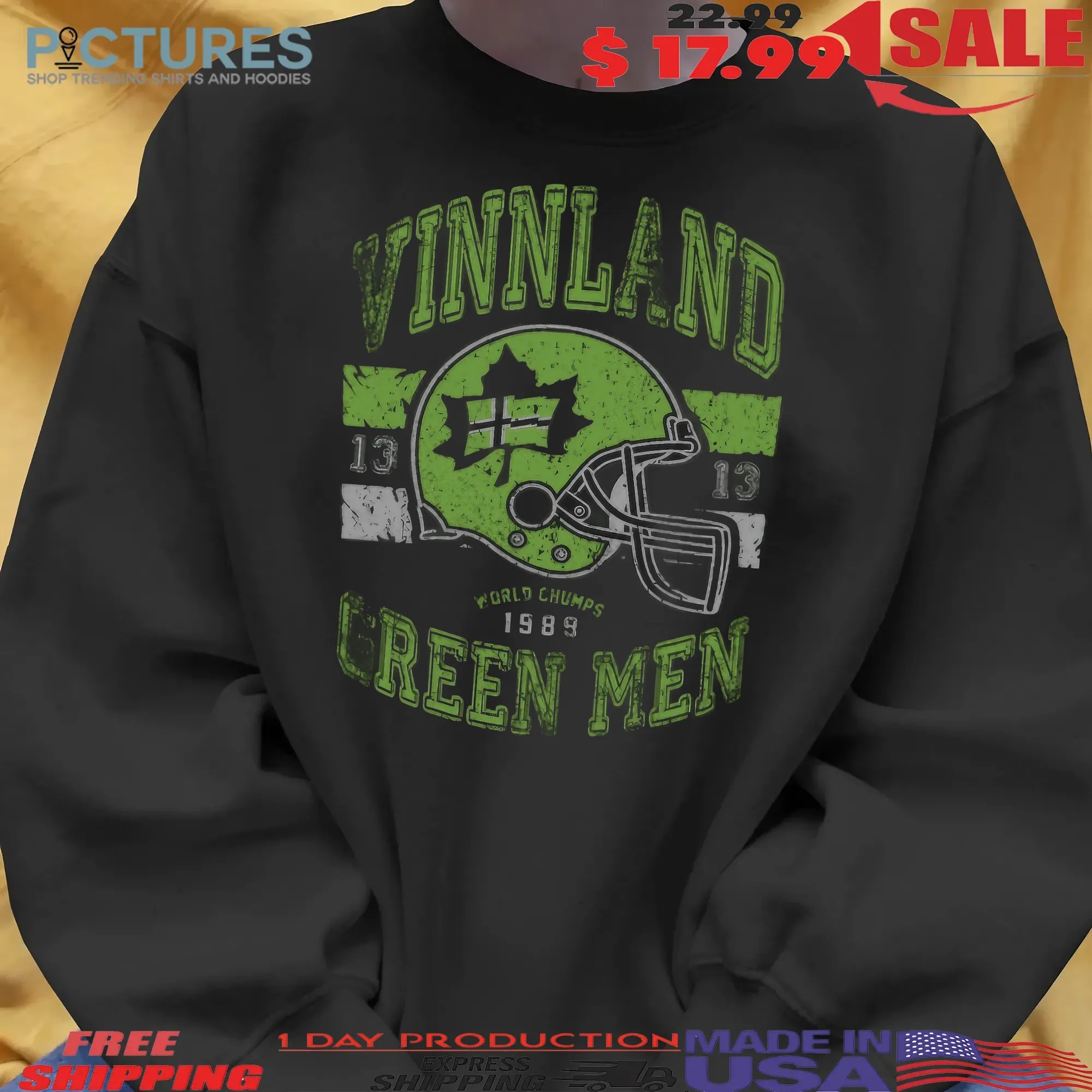 Vinnland Green Men World Champs 1989 Helmet Vintage T Shirt