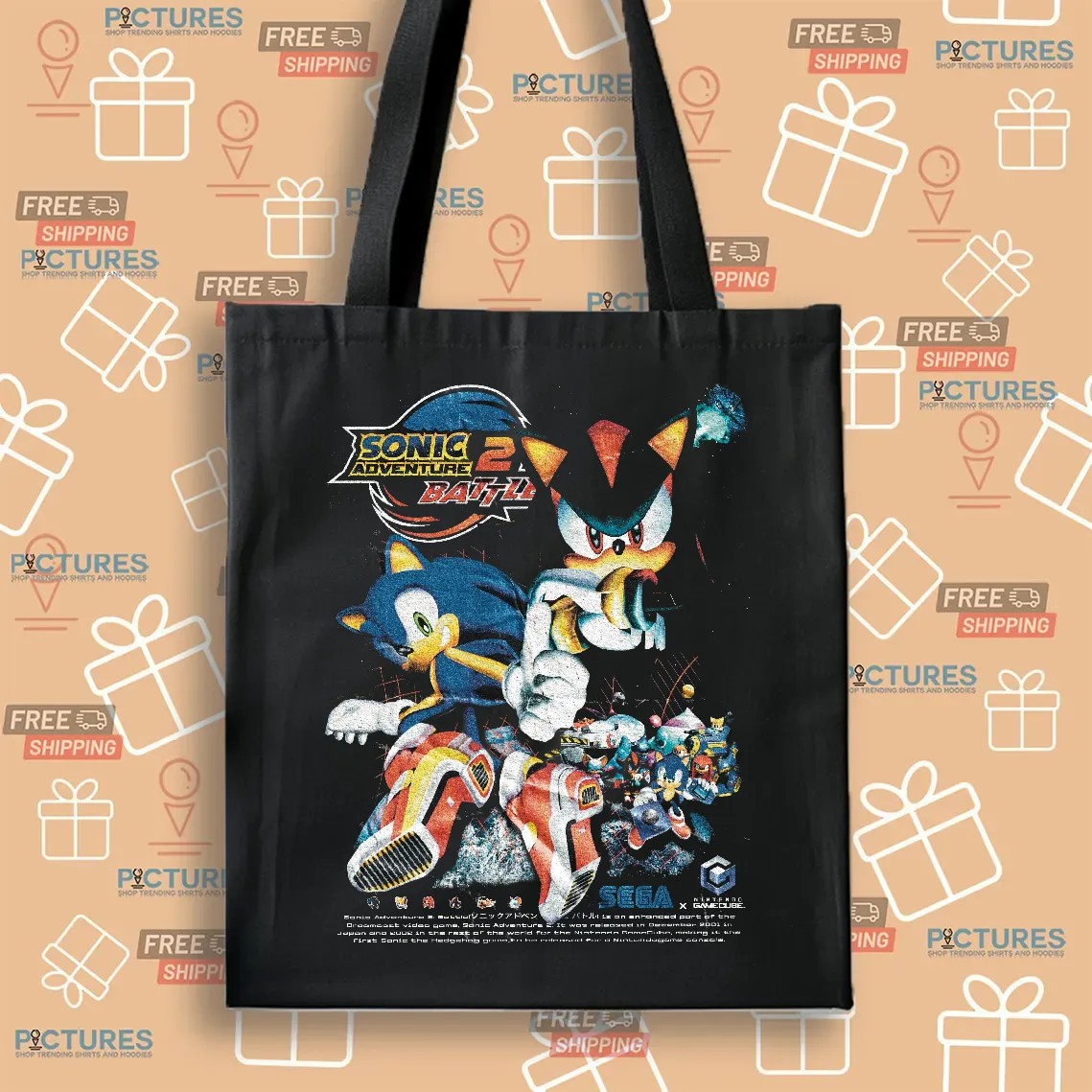Vintage Sonic Adventure 2 Battle Sonic & Shadow Sega Dreamcast & GameCube Graphic T Shirt