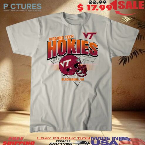 Virginia Tech Hokies Football Blacksburg VA Helmet Grid Vintage T Shirt