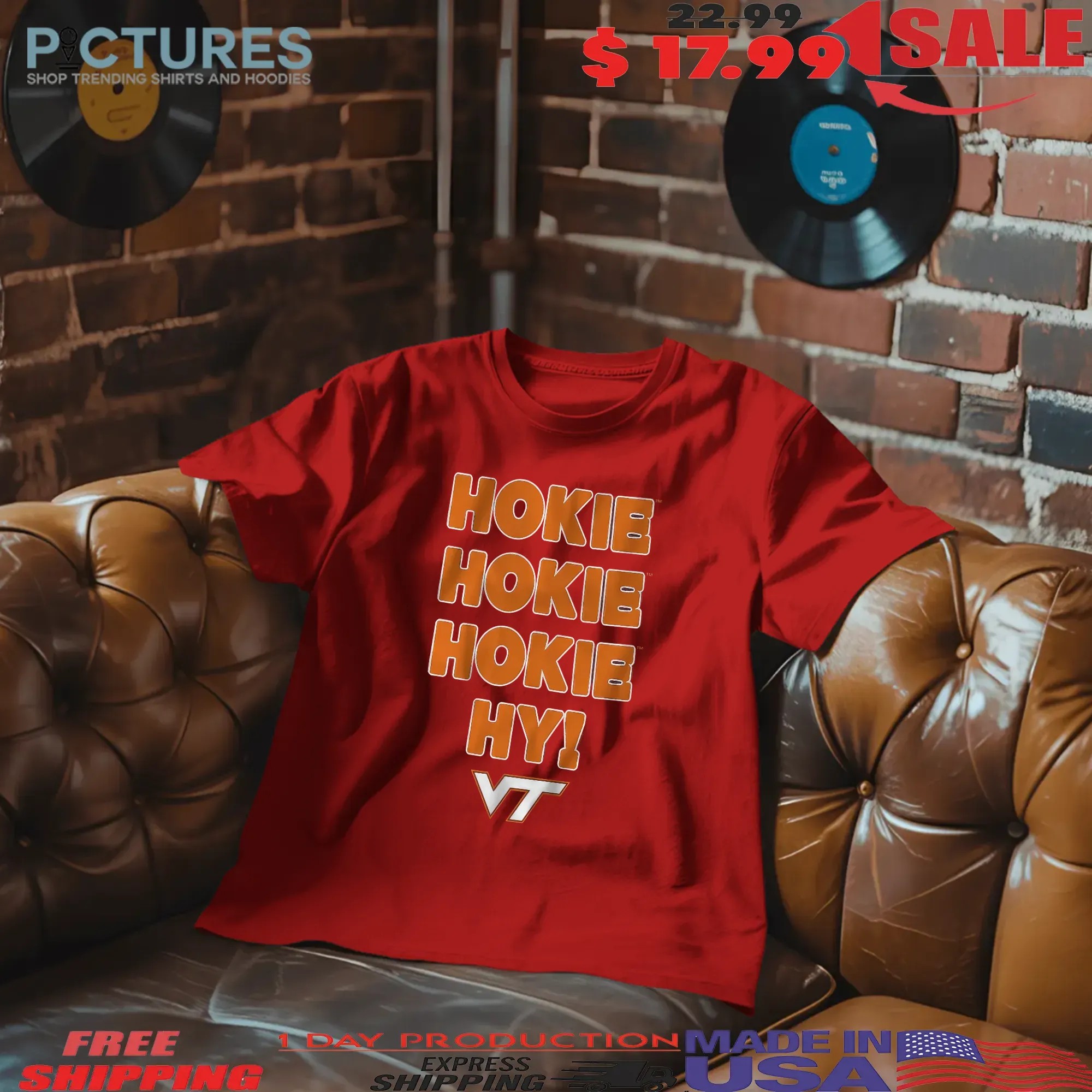 Virginia Tech Hokies football Hokie Hokie Hokie Hy Slogan T Shirt