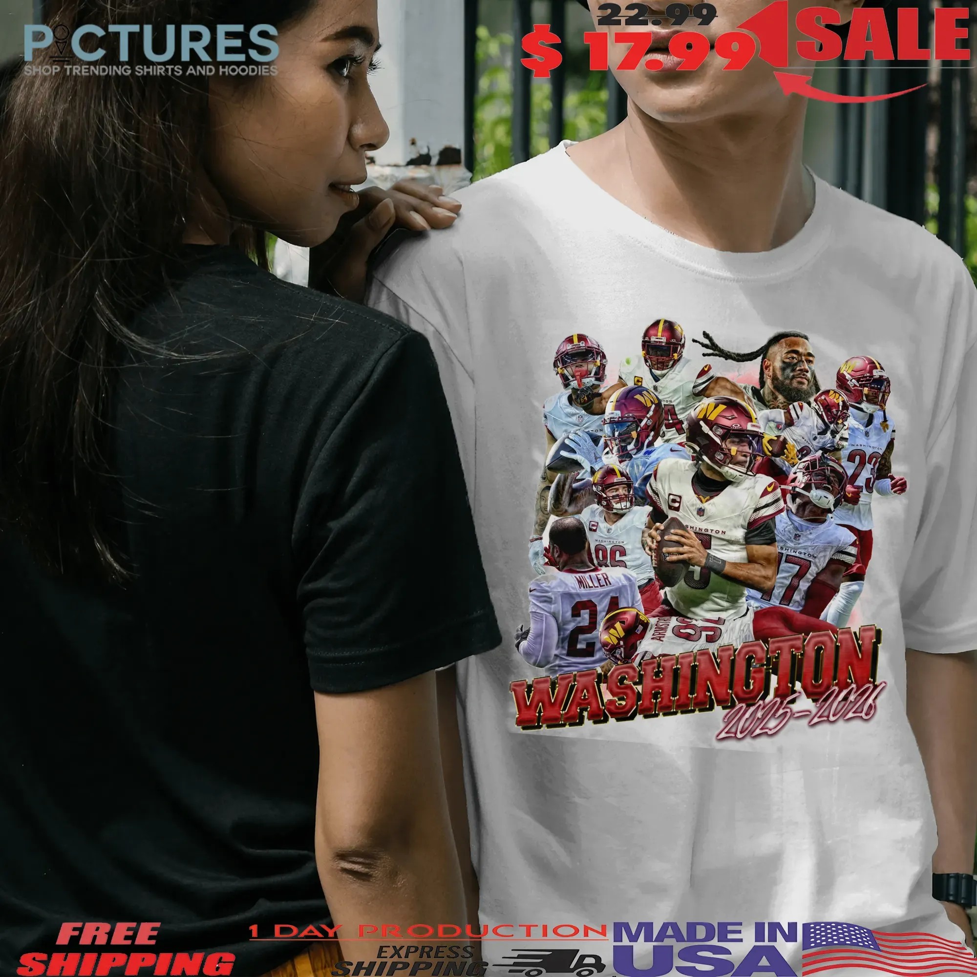 Washington Commanders 2025-2026 Vintage Bootleg T Shirt