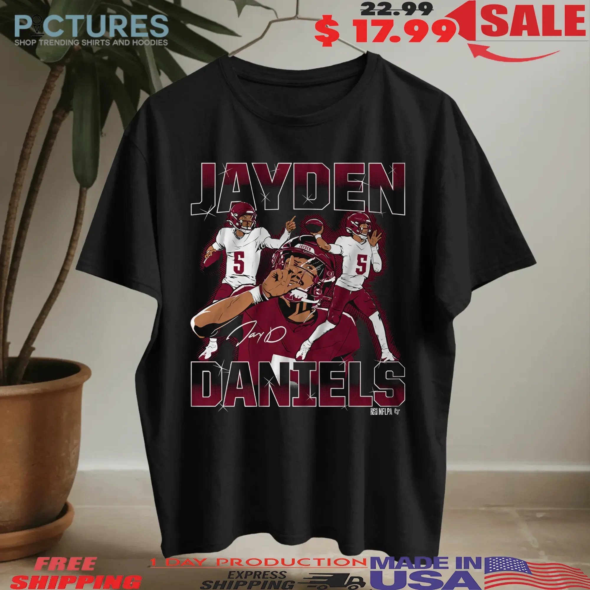Washington Commanders Jayden Daniels Masterpiece Bootleg Signature T Shirt