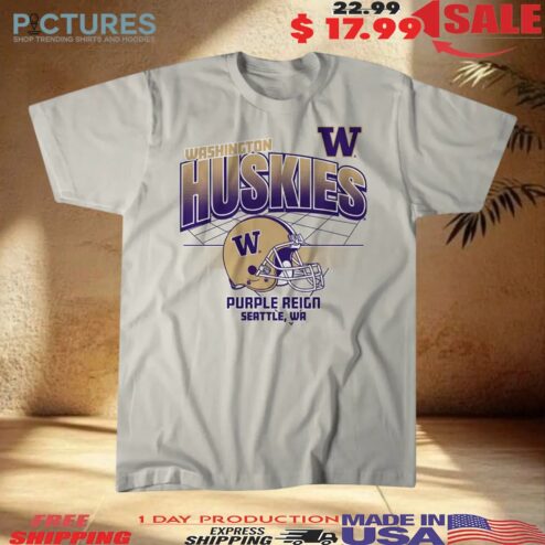 Washington Huskies Football Purple Reign Helmet Grid Vintage T Shirt