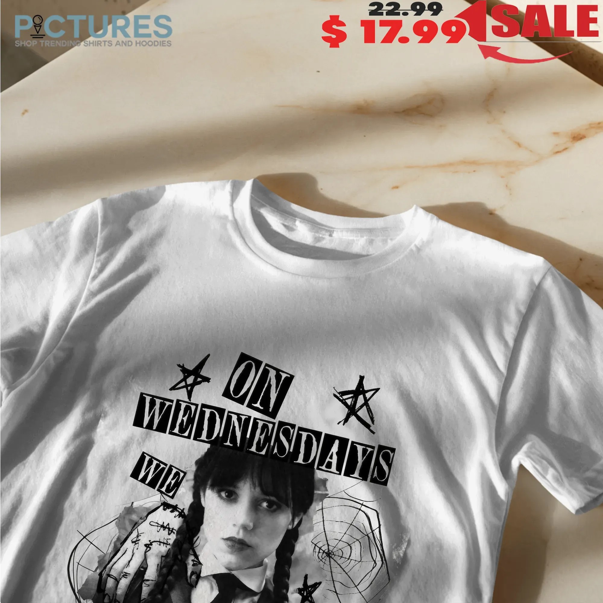 Wednesday Addams On Wednesdays We Wear Black Jenna Ortega Gothic Horror Moive Halloween T Shirt