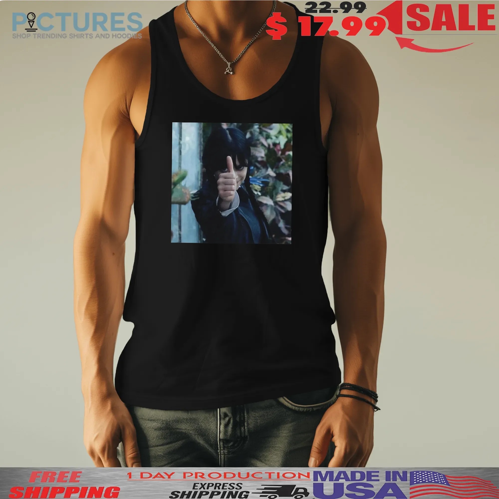 Wednesday S2 Addams Jenna Ortega Thumbs Up Meme Graphic Gothic Horror Halloween T Shirt