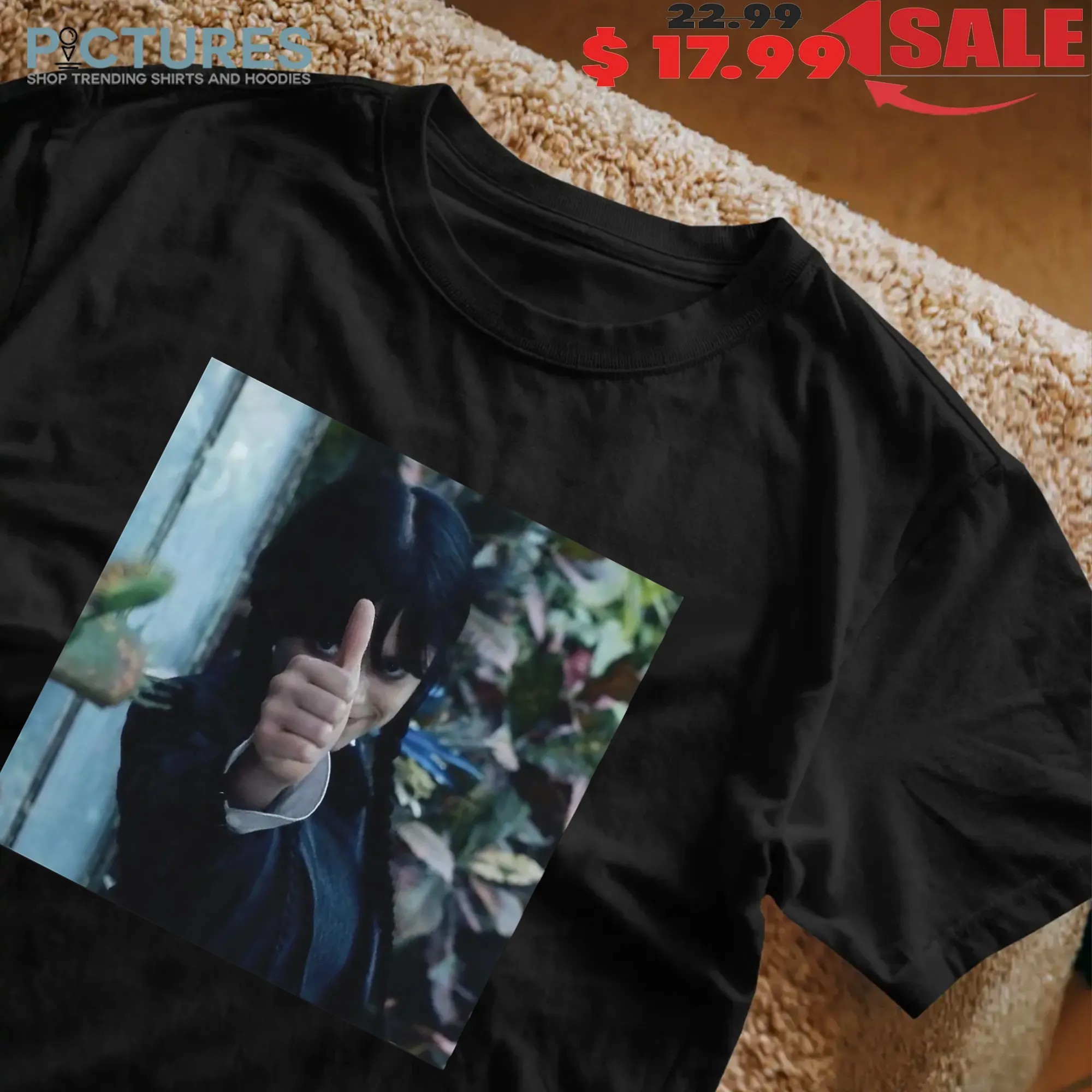 Wednesday S2 Addams Jenna Ortega Thumbs Up Meme Graphic Gothic Horror Halloween T Shirt