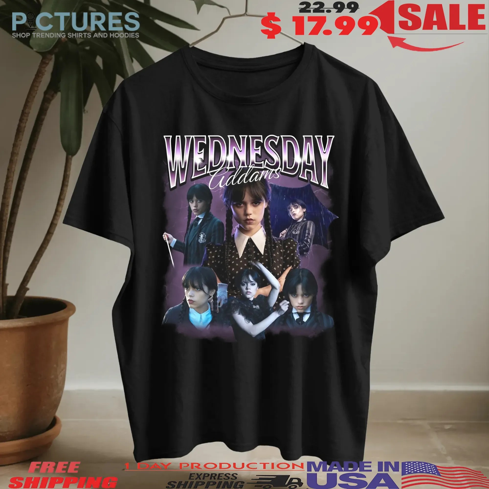 Wednesday S2 Addams Vintage Bootleg Horror Movie Halloween T Shirt
