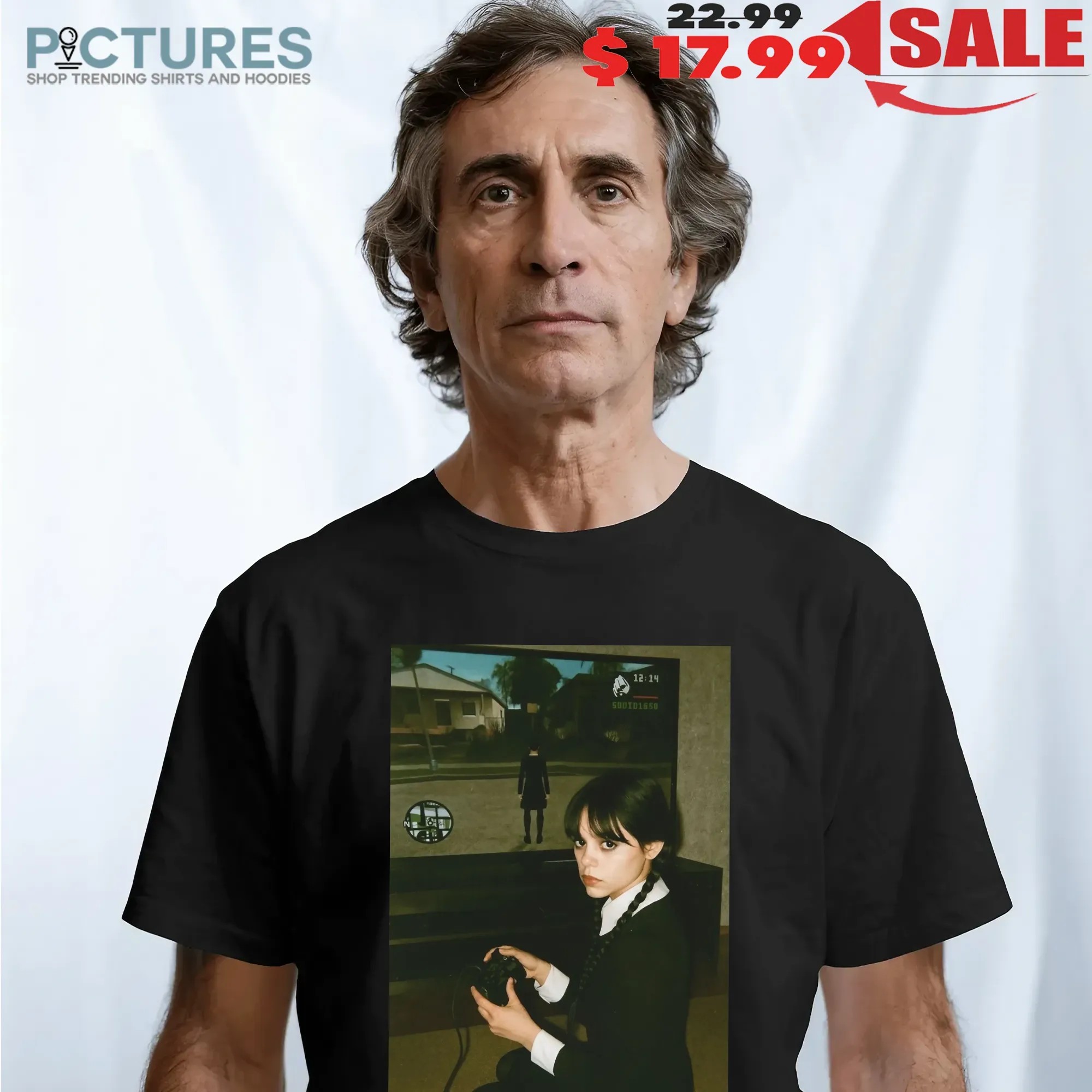 Wednesday Season 2 Addams Playing Video Games Jenna Ortega Gothic Gamer Parody GTA San Andreas Meme Halloween T Shirt