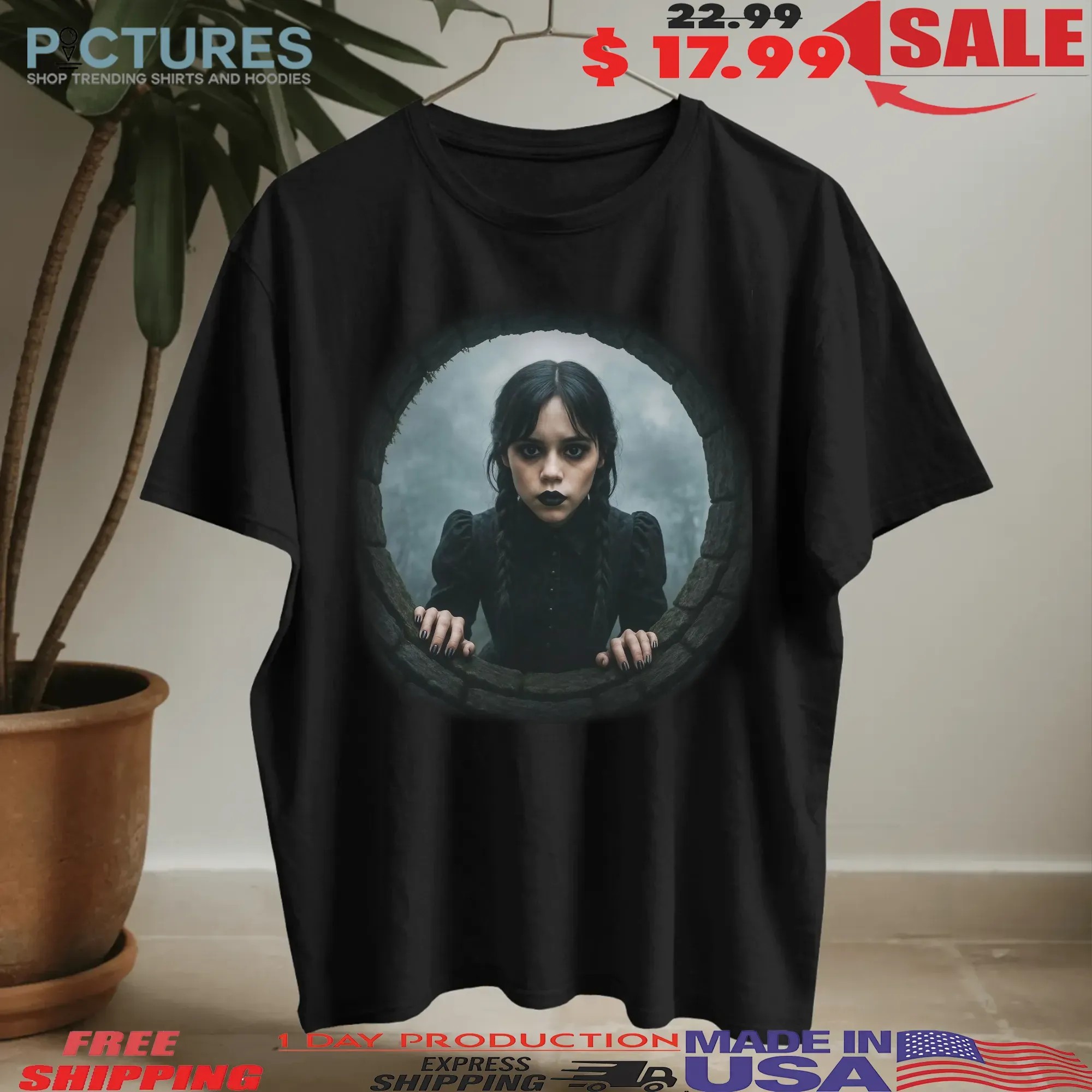 Wednesday Season 2 Addams Well Scene Jenna Ortega Gothic Horror Halloween T Shirt