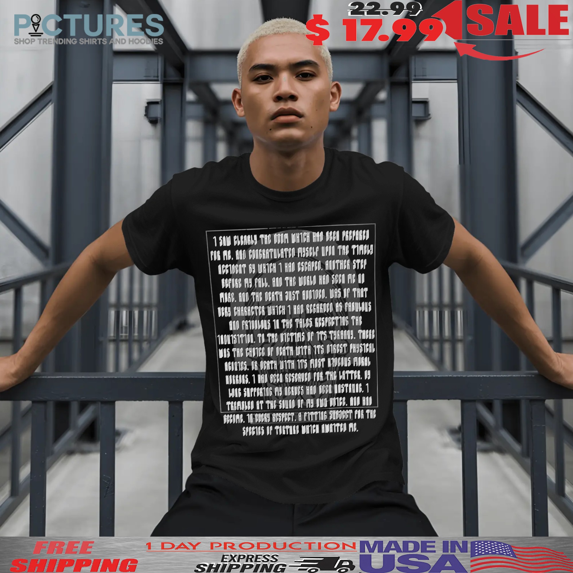 Wednesday Season 2 Edgar Allan Poe Skull I Saw Clearly The Doom Which Had Been Prepared For Me Gothic Literature T Shirt