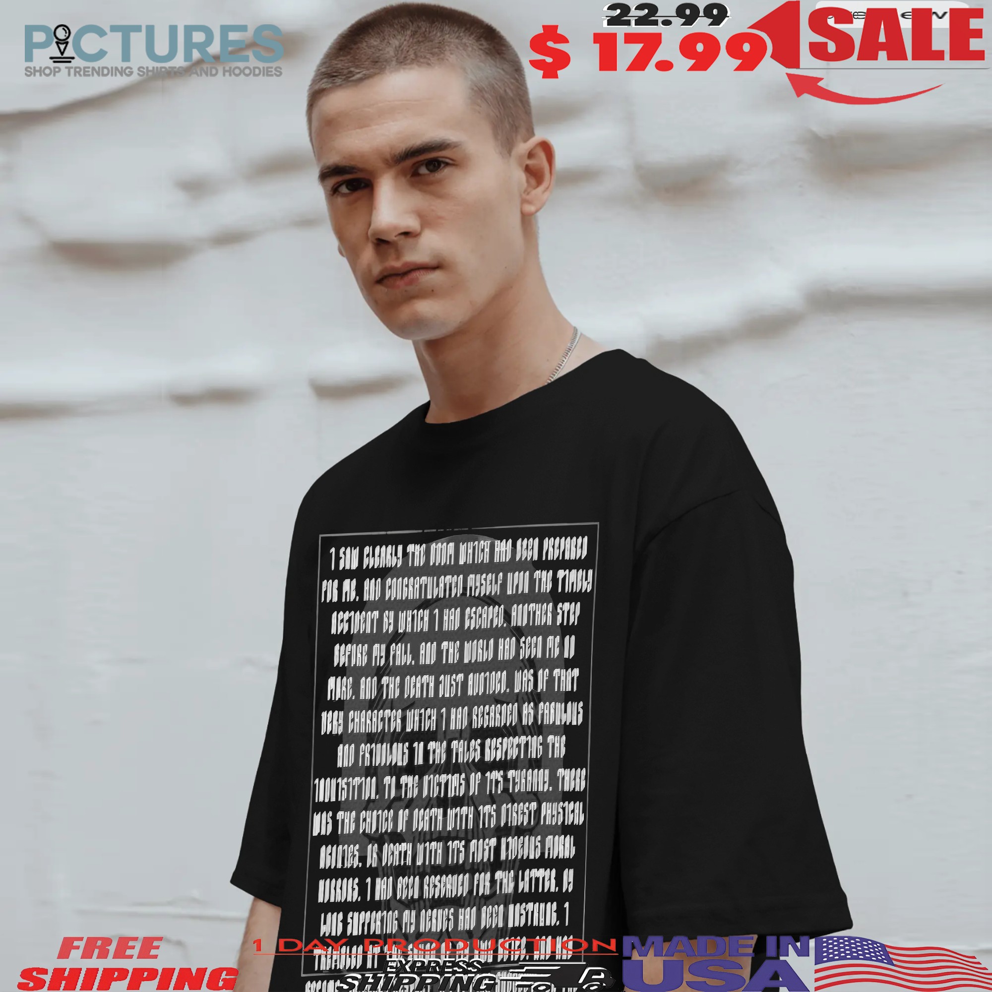 Wednesday Season 2 Edgar Allan Poe Skull I Saw Clearly The Doom Which Had Been Prepared For Me Gothic Literature T Shirt