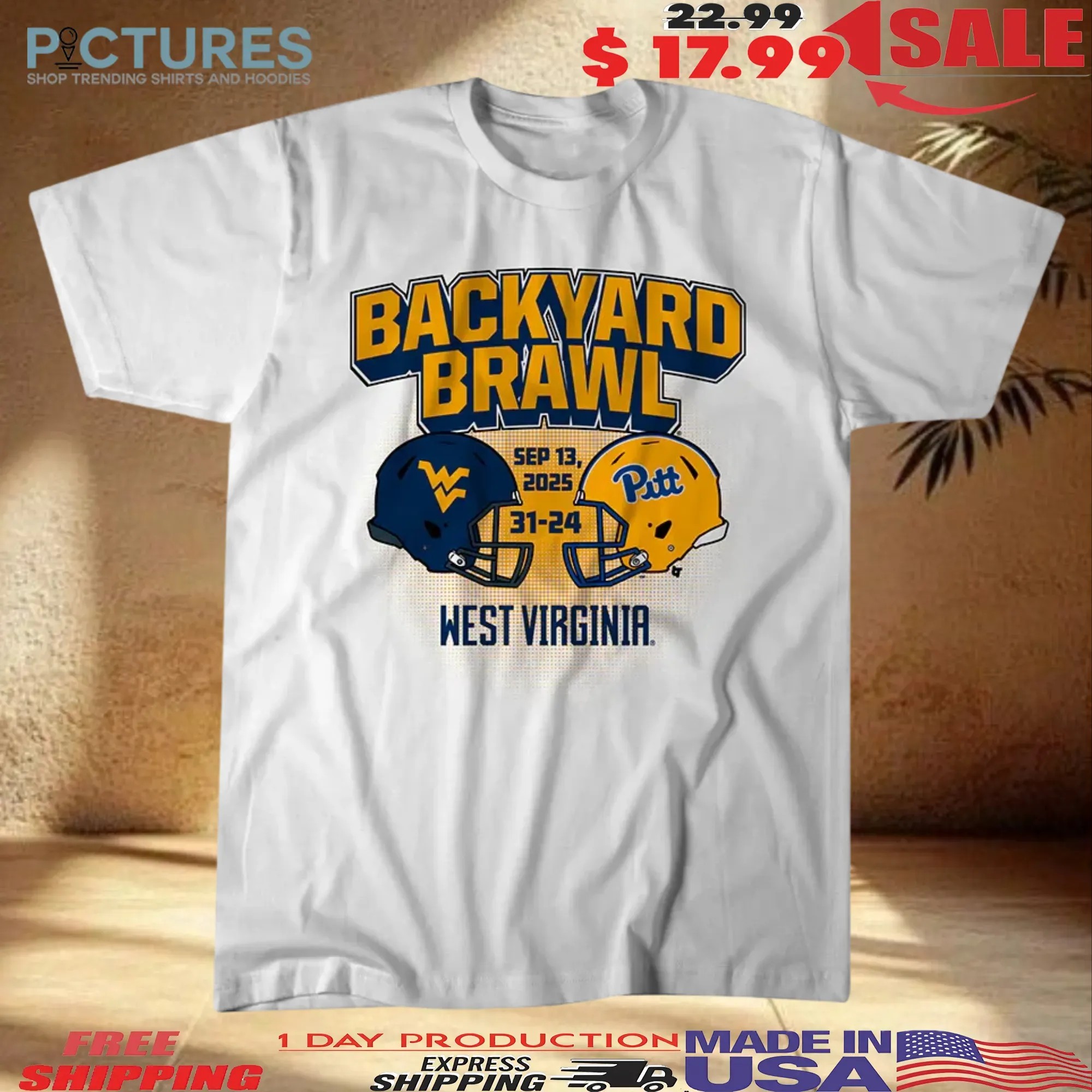 West Virginia Vs Pittsburgh Steelers Football Backyard Brawl Champs Helmets T Shirt