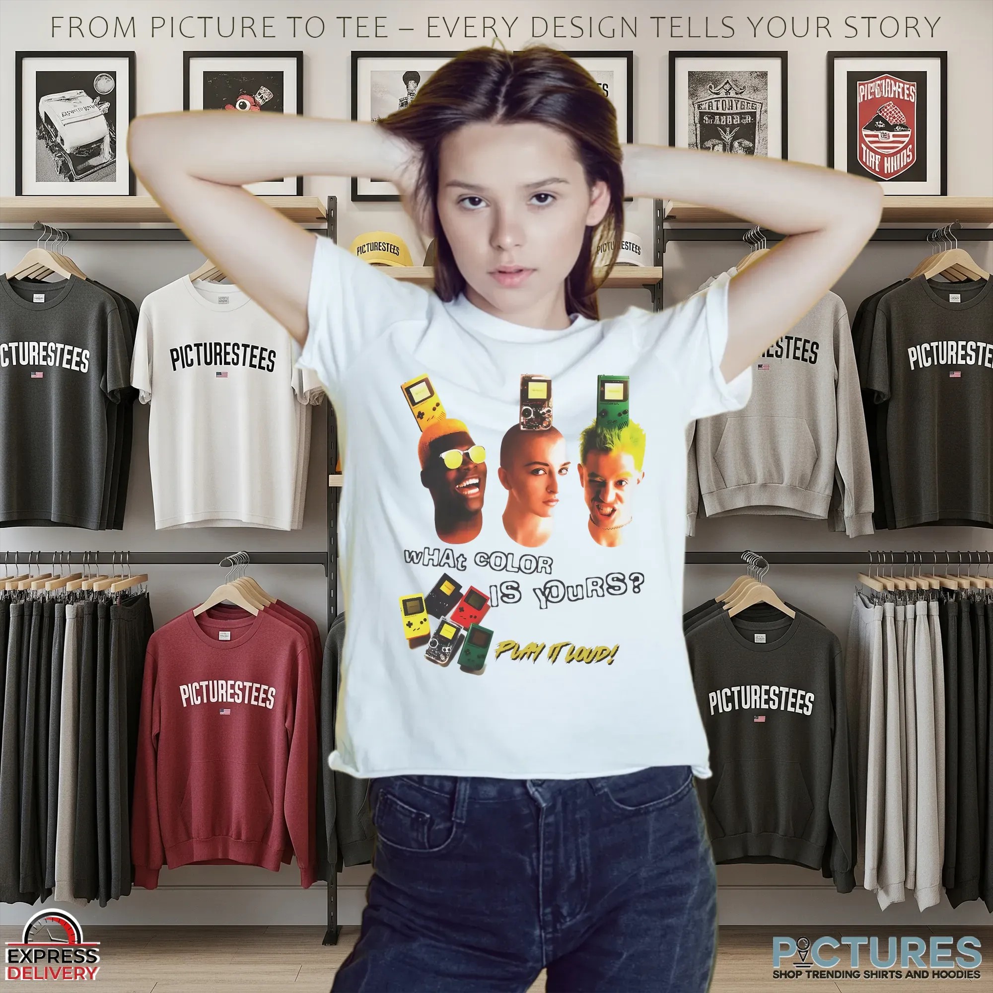 What Color Is Yours Play It Loud Retro Gameboy Ad Shirt