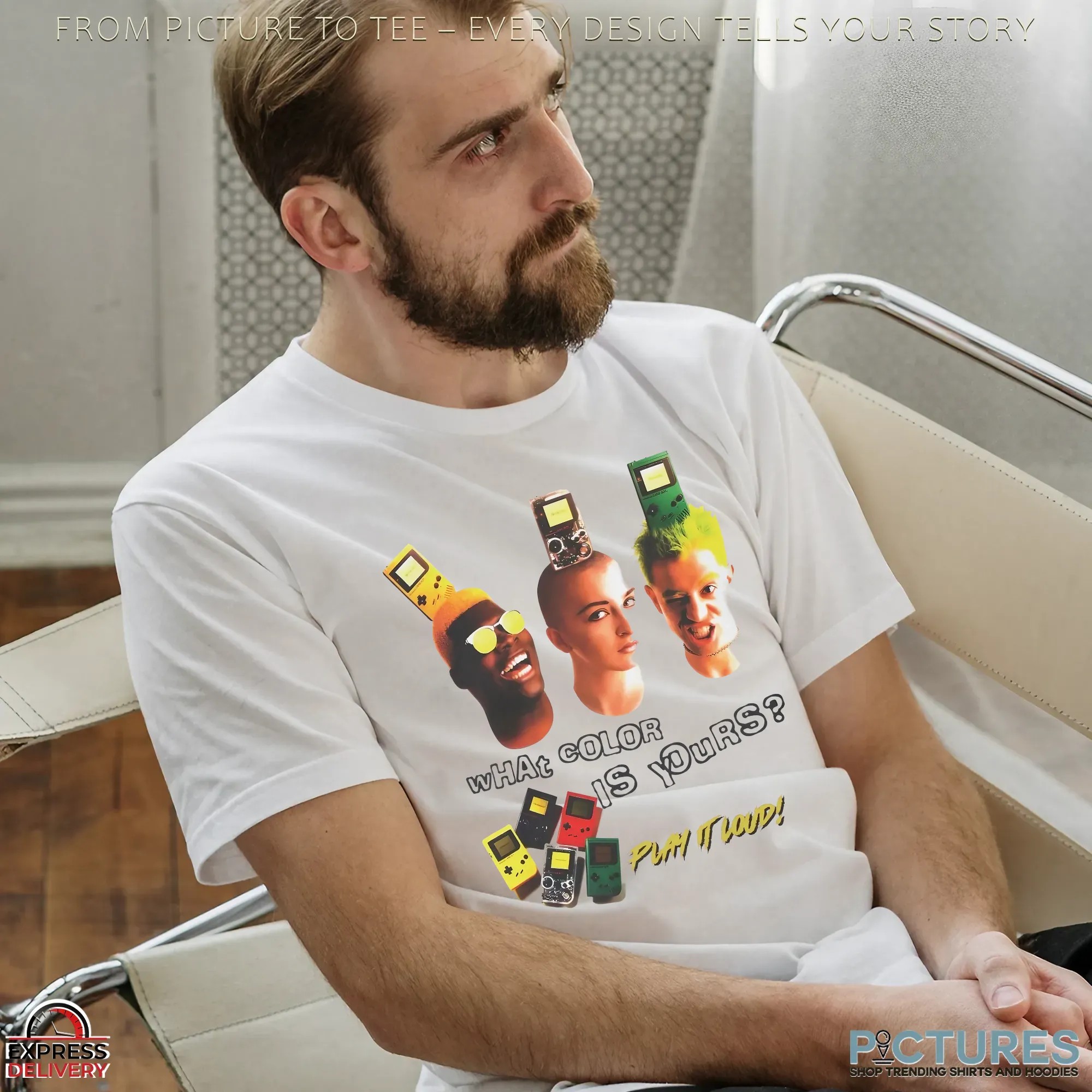 What Color Is Yours Play It Loud Retro Gameboy Ad Shirt