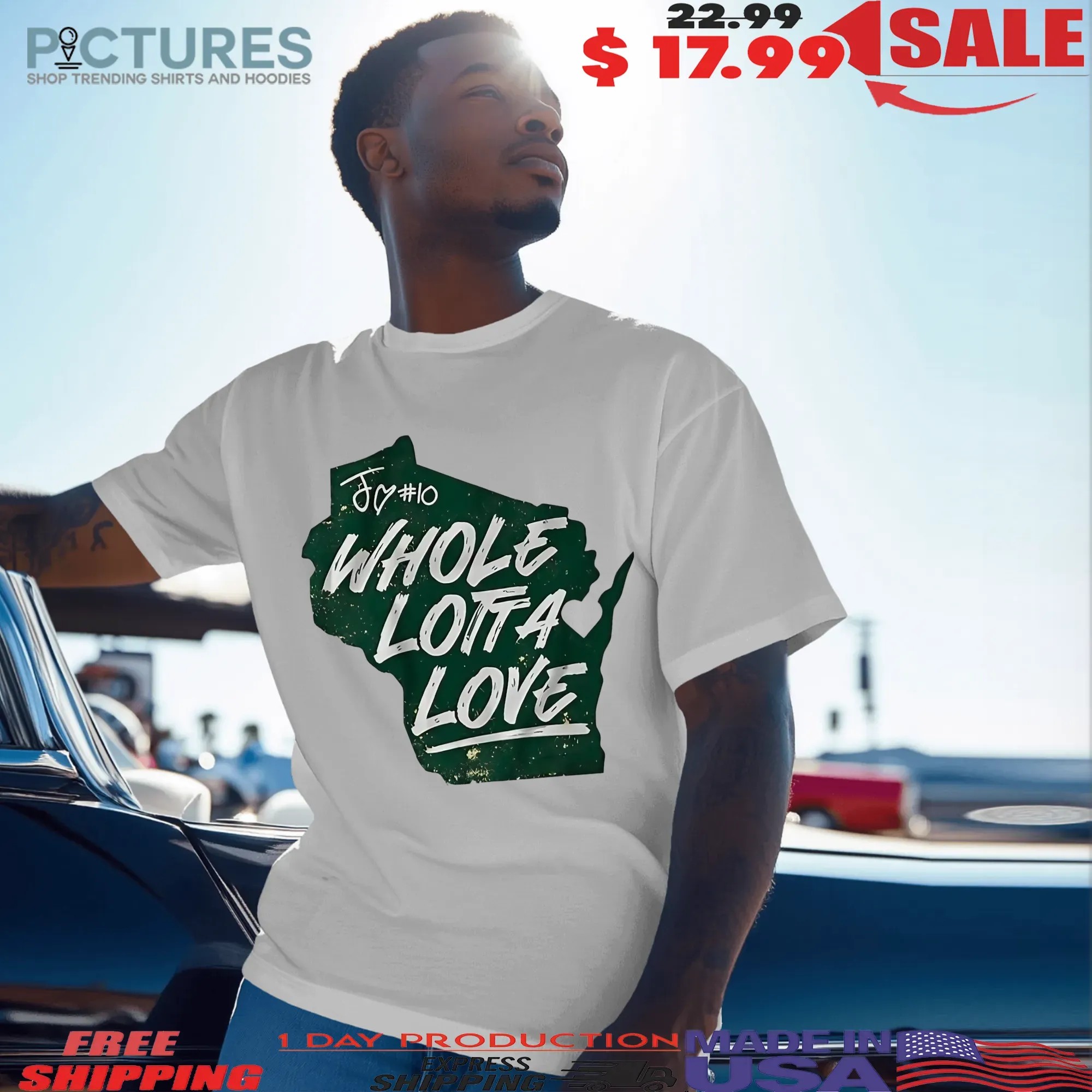 Whole Lotta Love Number 10 Jordan Love Green Bay Packers Football T Shirt