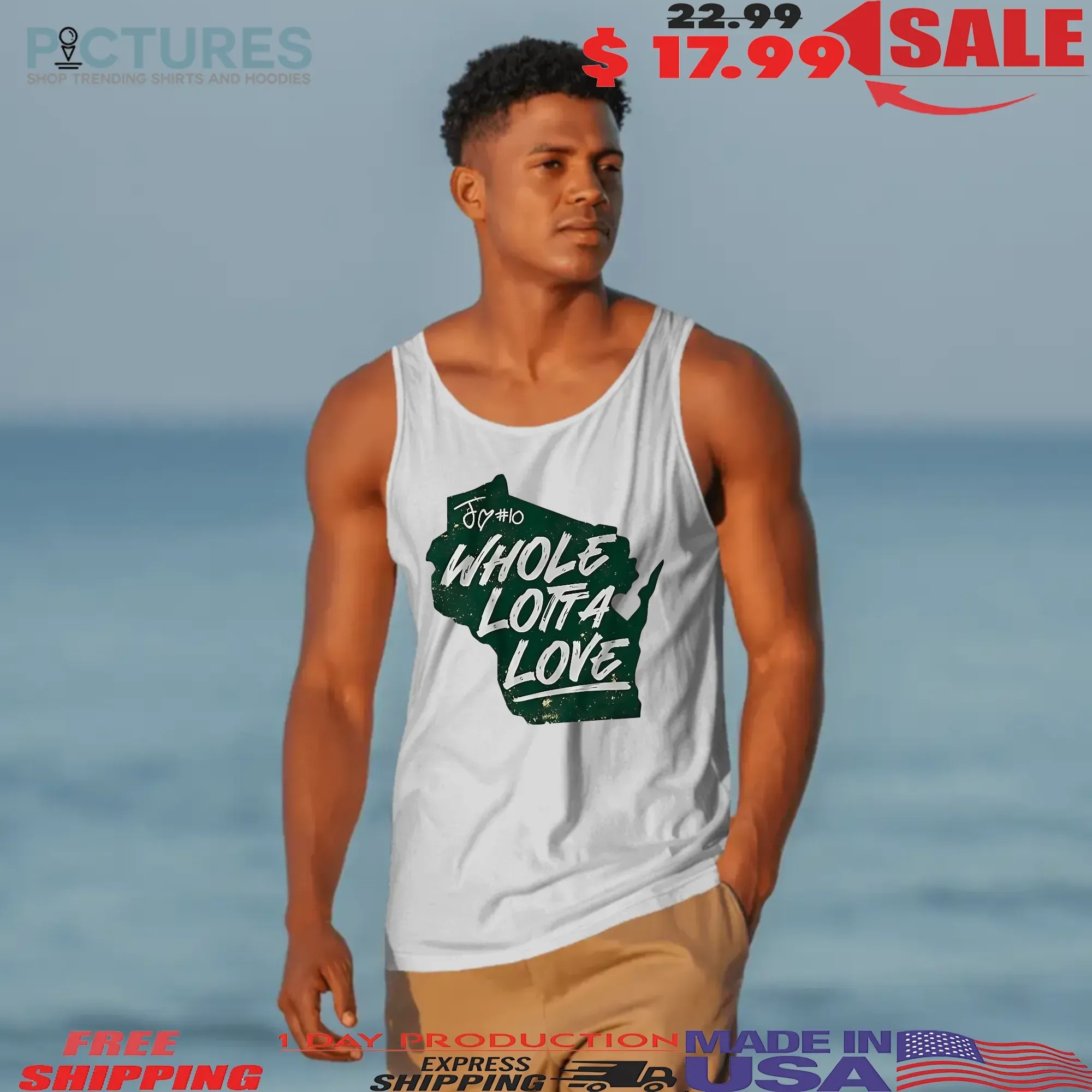 Whole Lotta Love Number 10 Jordan Love Green Bay Packers Football T Shirt