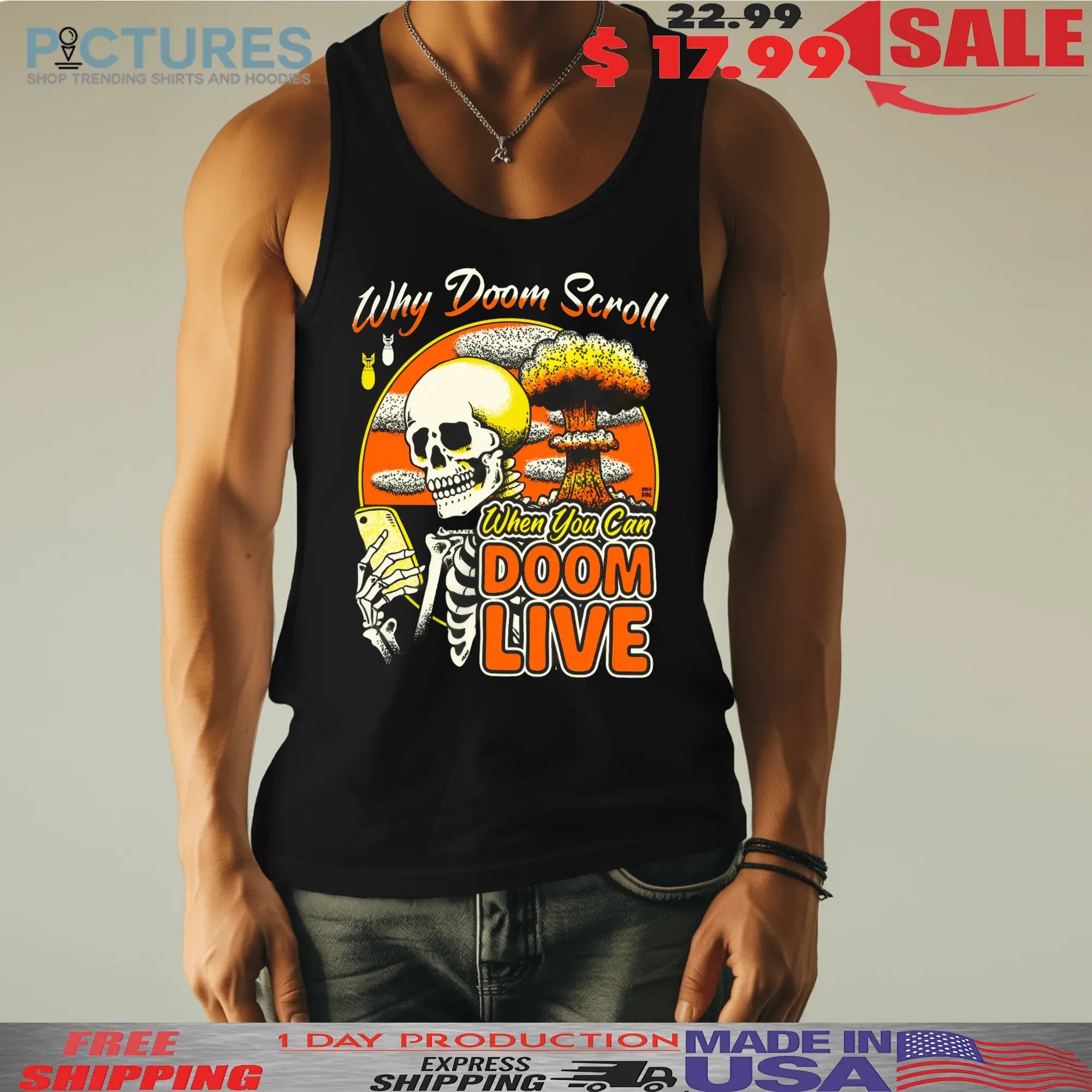 Why Doom Scroll When You Can Doom Live Skeleton T Shirt