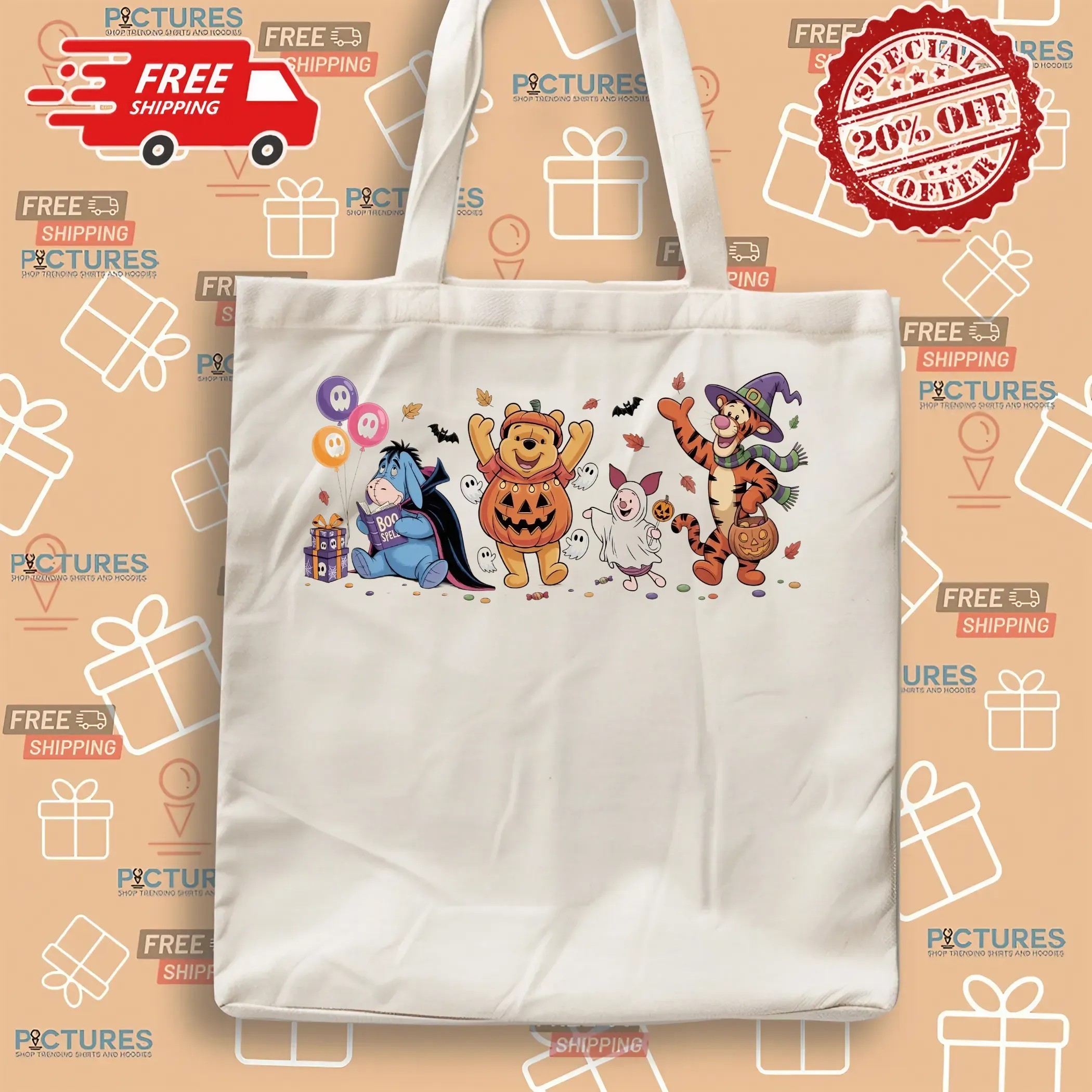 Winnie The Pooh Bear and Friends Halloween Costume Trick Or Treat Spooky Season T Shirt