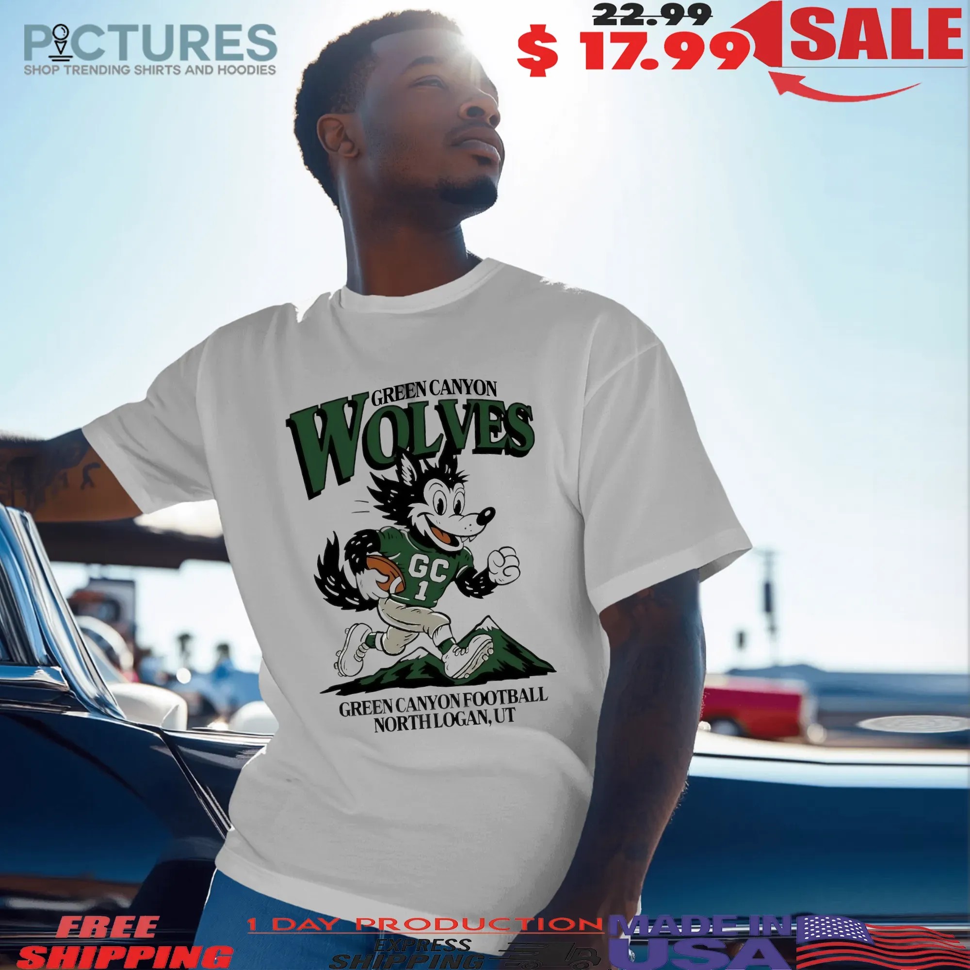 Wolves Green Canyon Football North Logan Mascot T Shirt