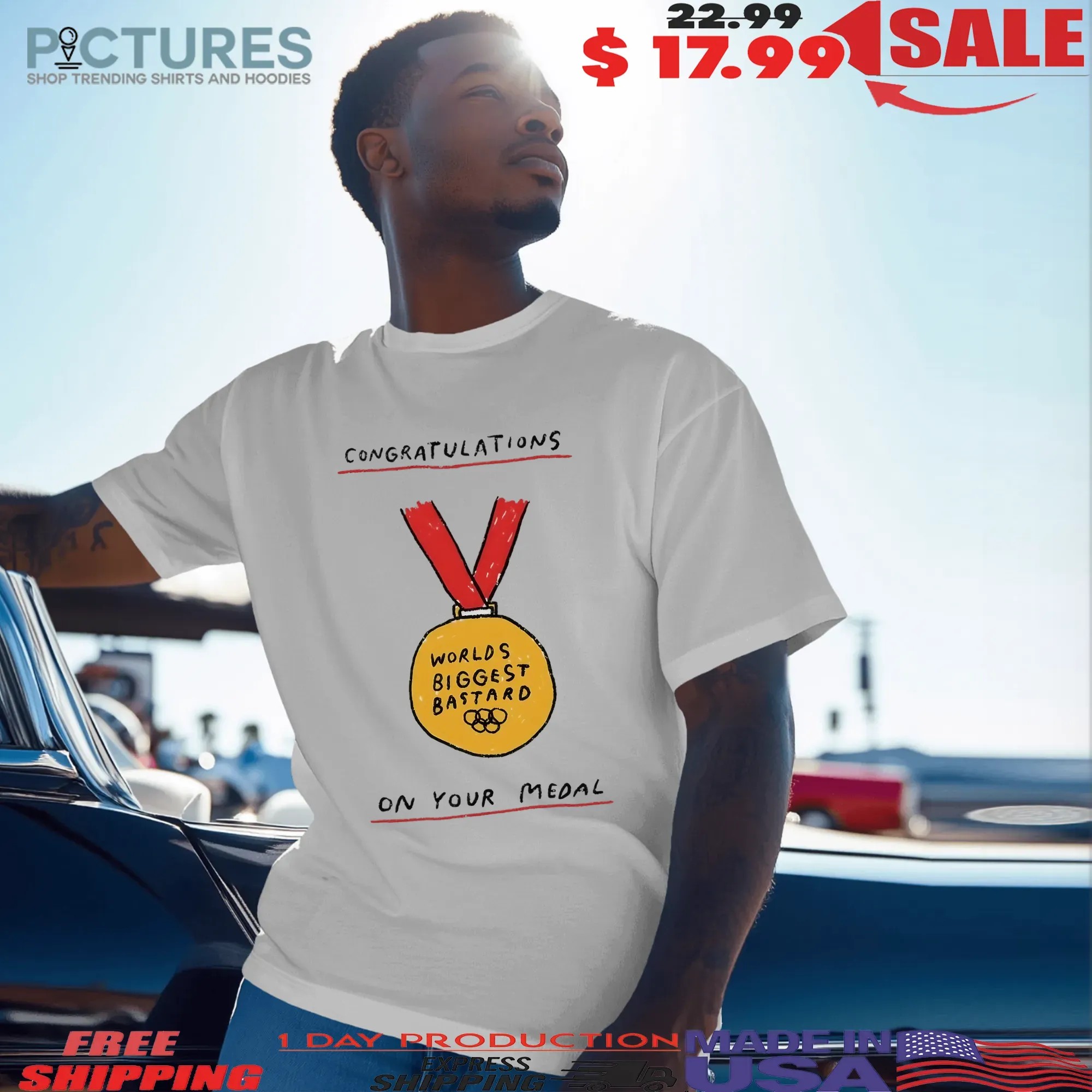 Worlds Biggest Bastard Congratulations On Your Medal Meme T Shirt