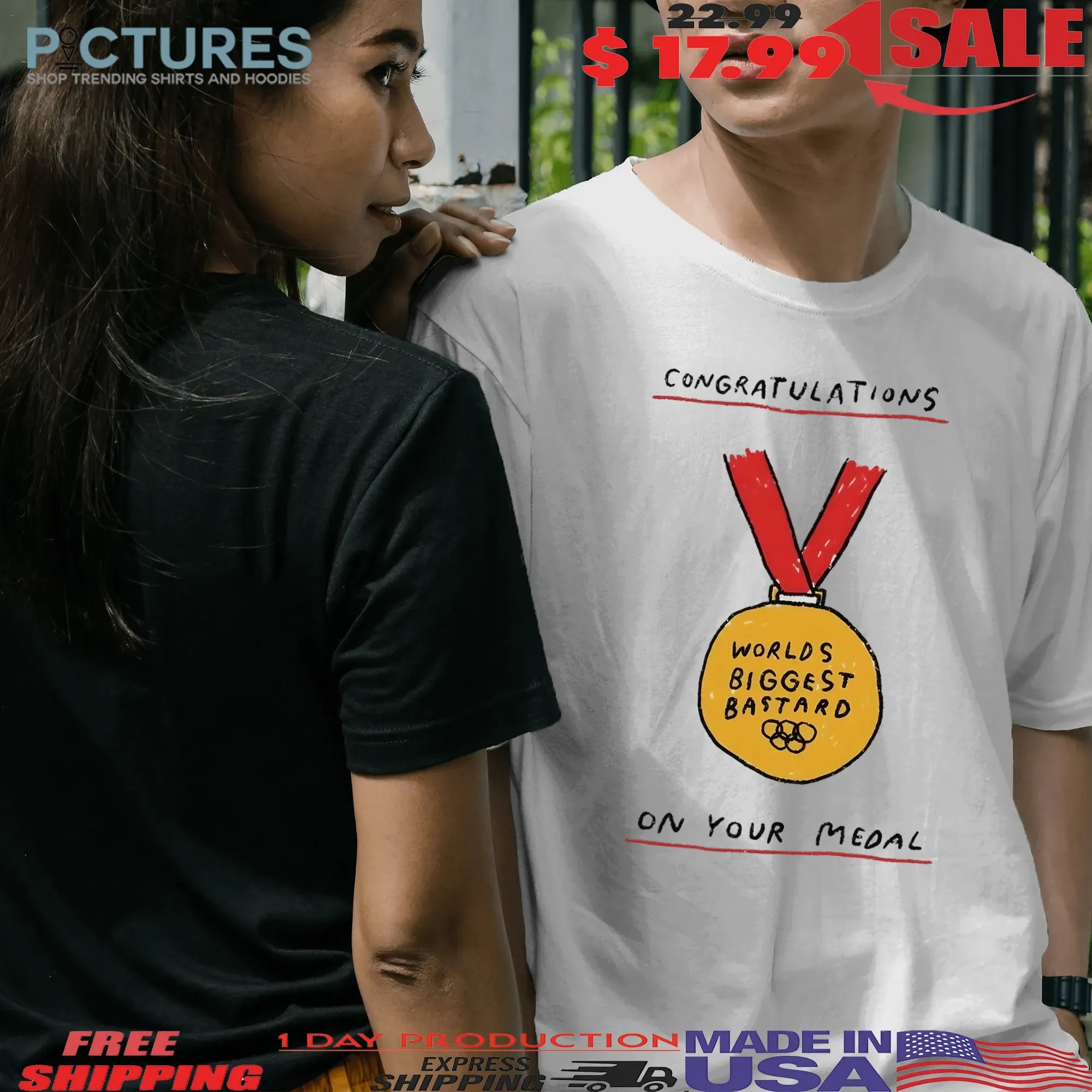 Worlds Biggest Bastard Congratulations On Your Medal Meme T Shirt