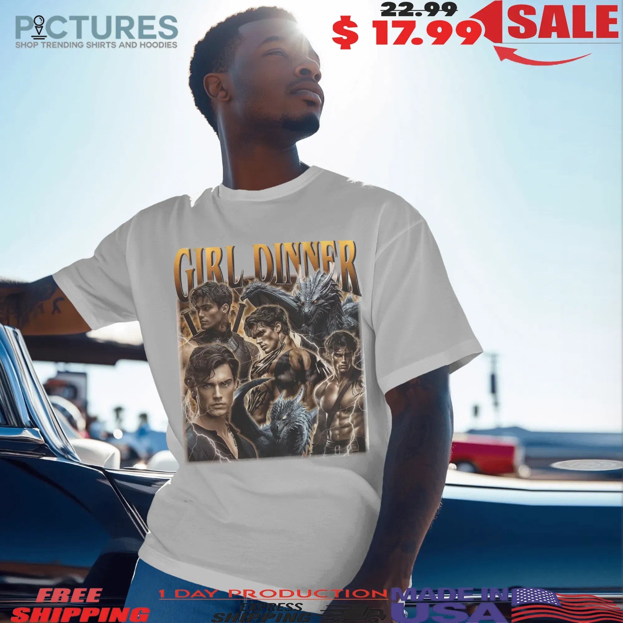 Xaden Riorson Girl Dinner Vintage Bootleg Graphic T Shirt