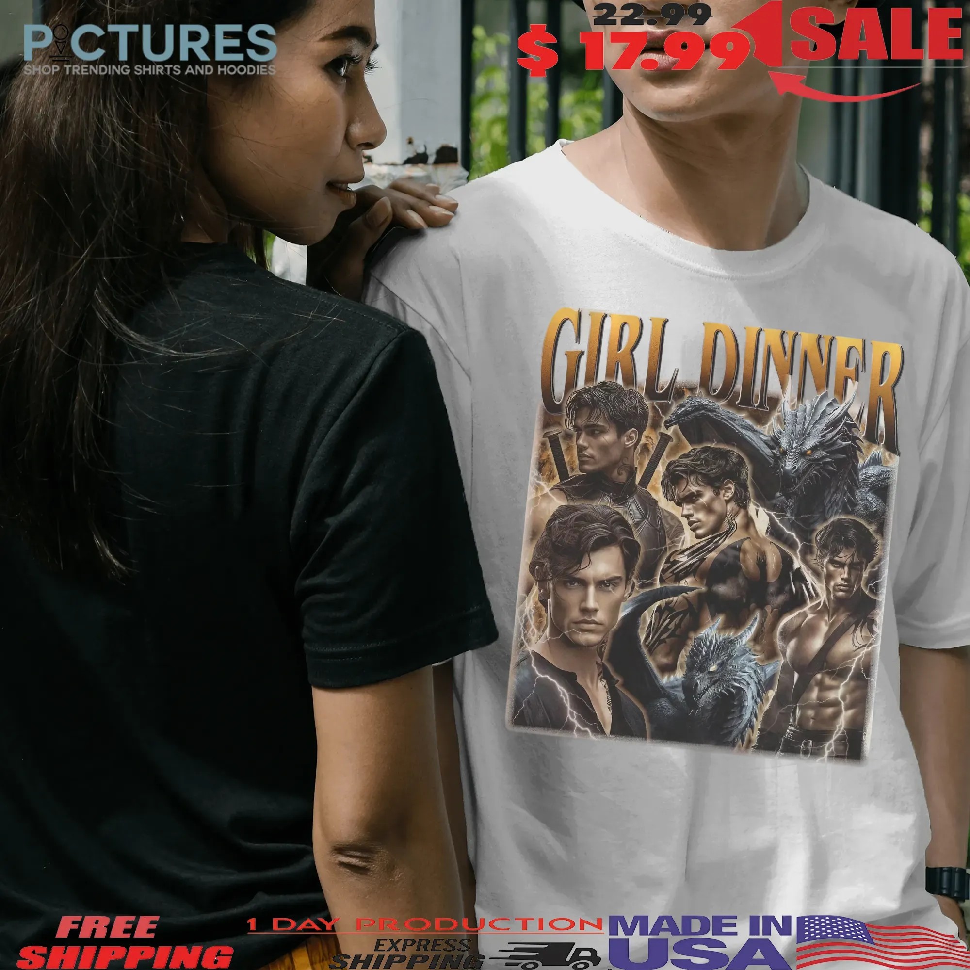 Xaden Riorson Girl Dinner Vintage Bootleg Graphic T Shirt