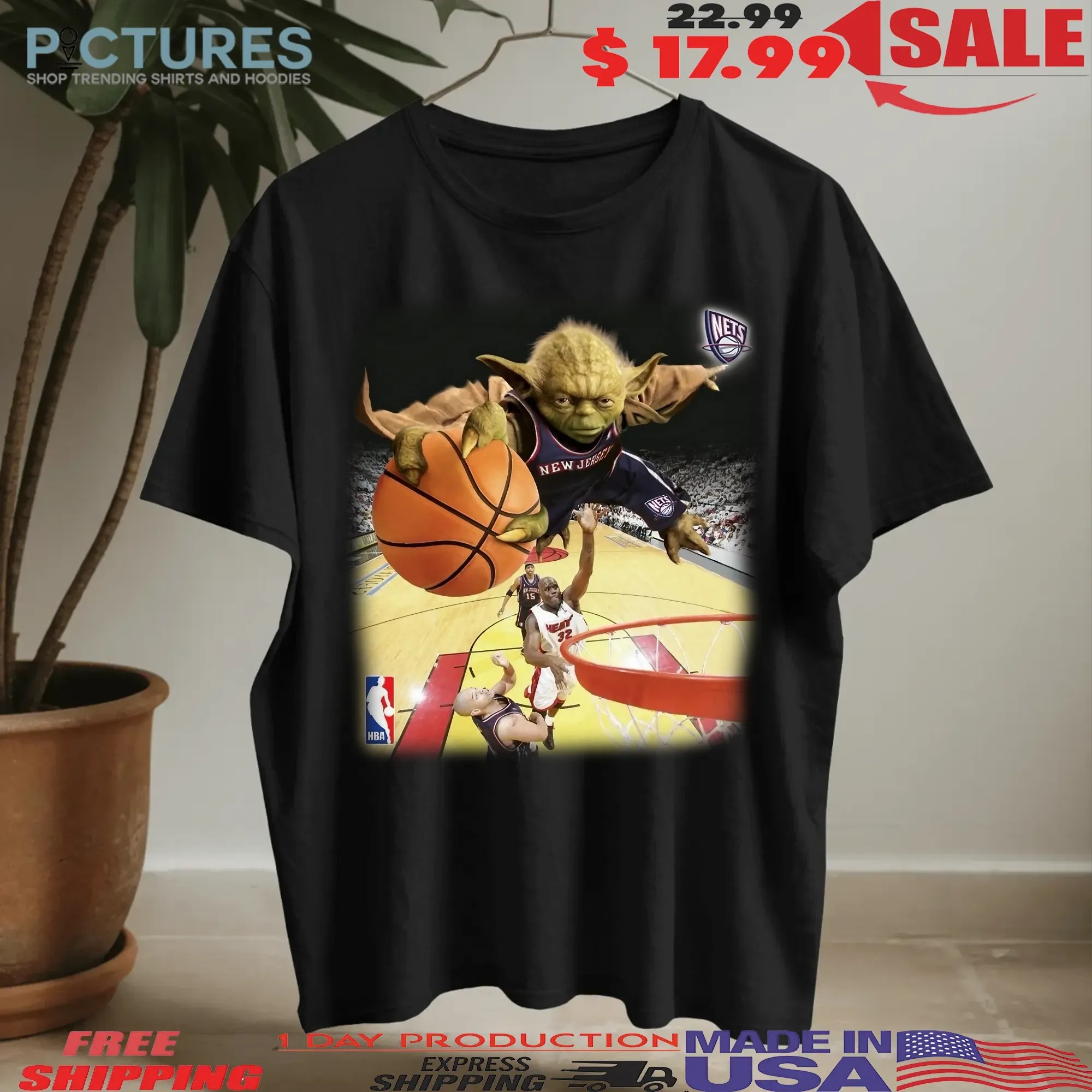 Yoda Dunk NBA Basketball Nets Heat Jedi Star Wars Parody T Shirt