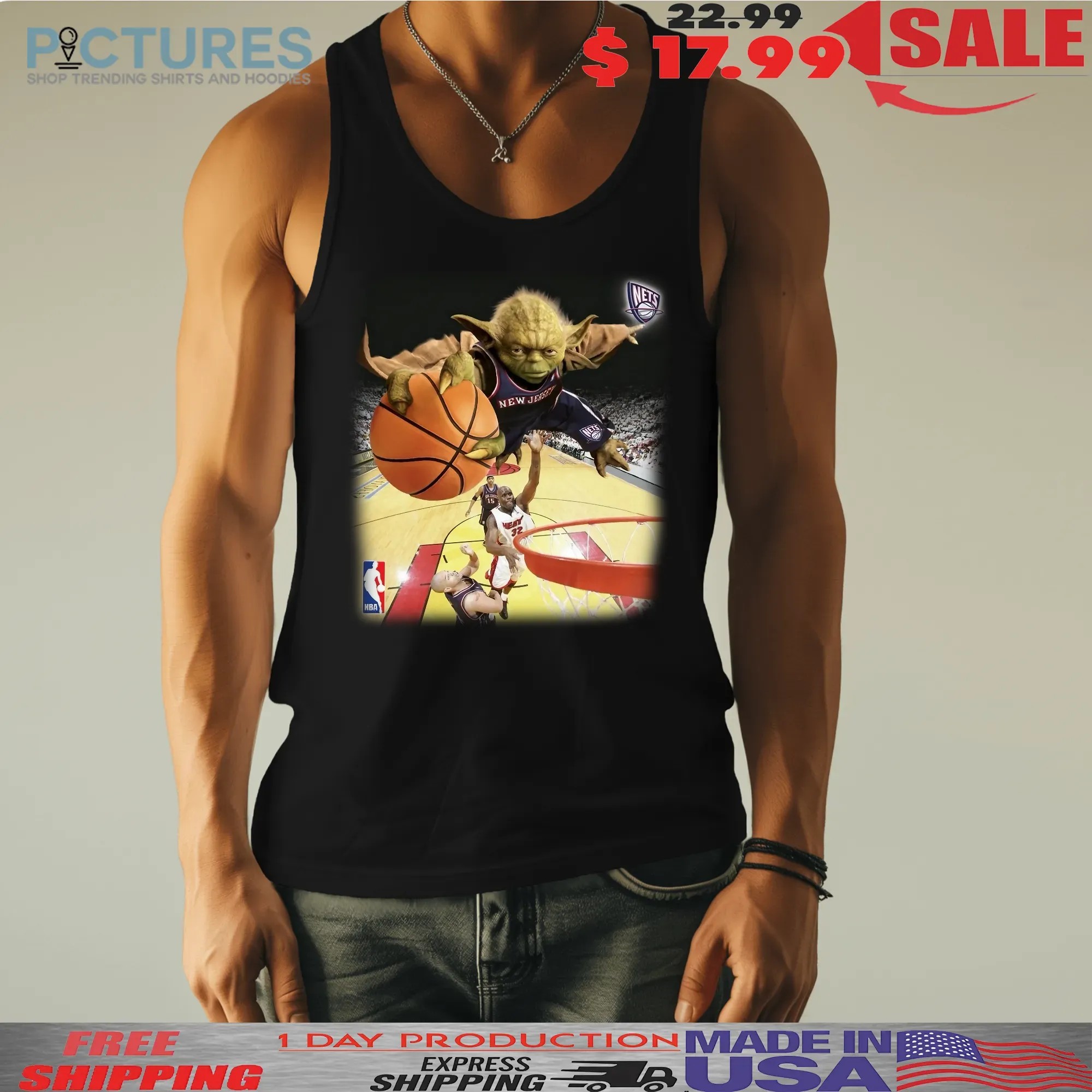 Yoda Dunk NBA Basketball Nets Heat Jedi Star Wars Parody T Shirt