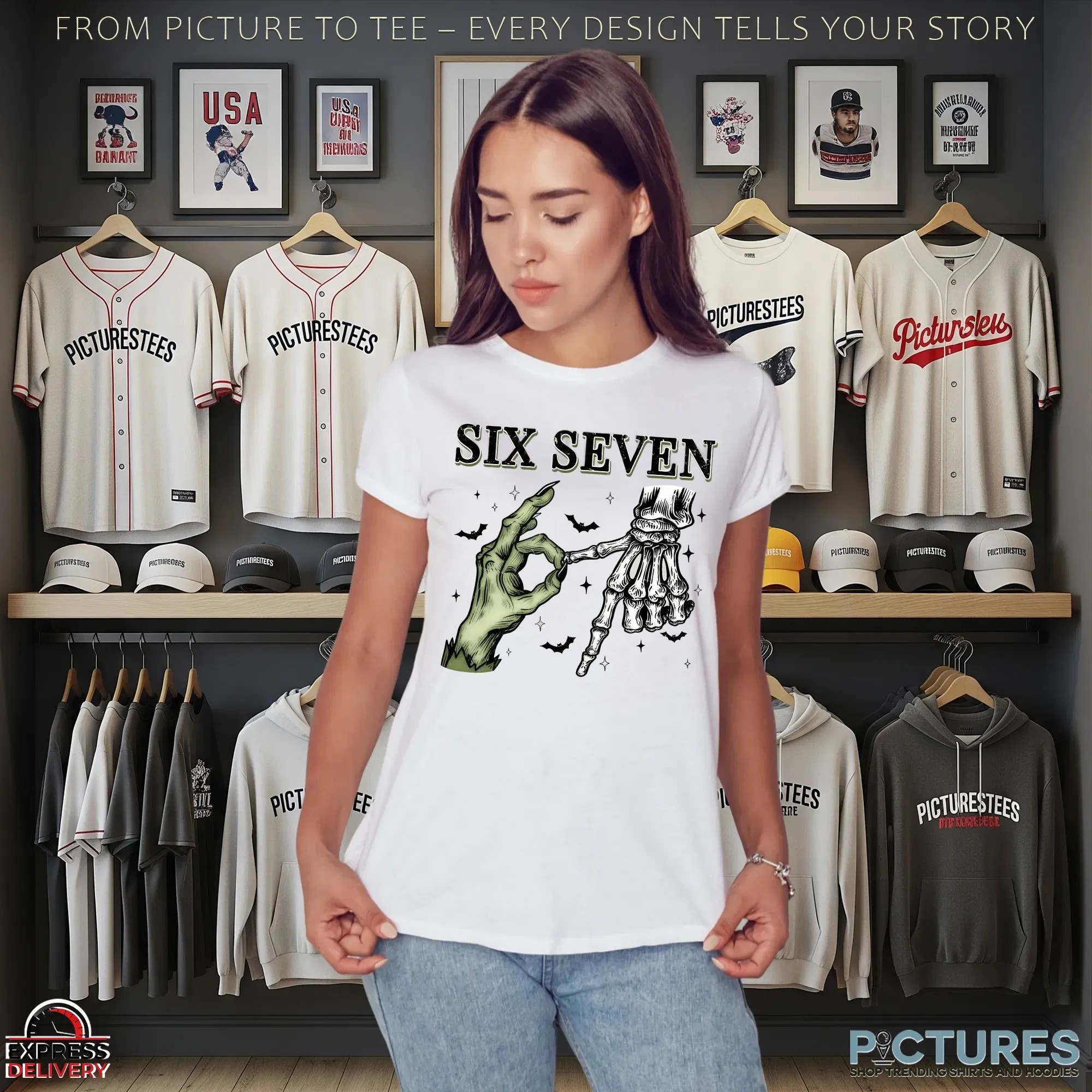 6 7 Skeleton Hands T Shirt