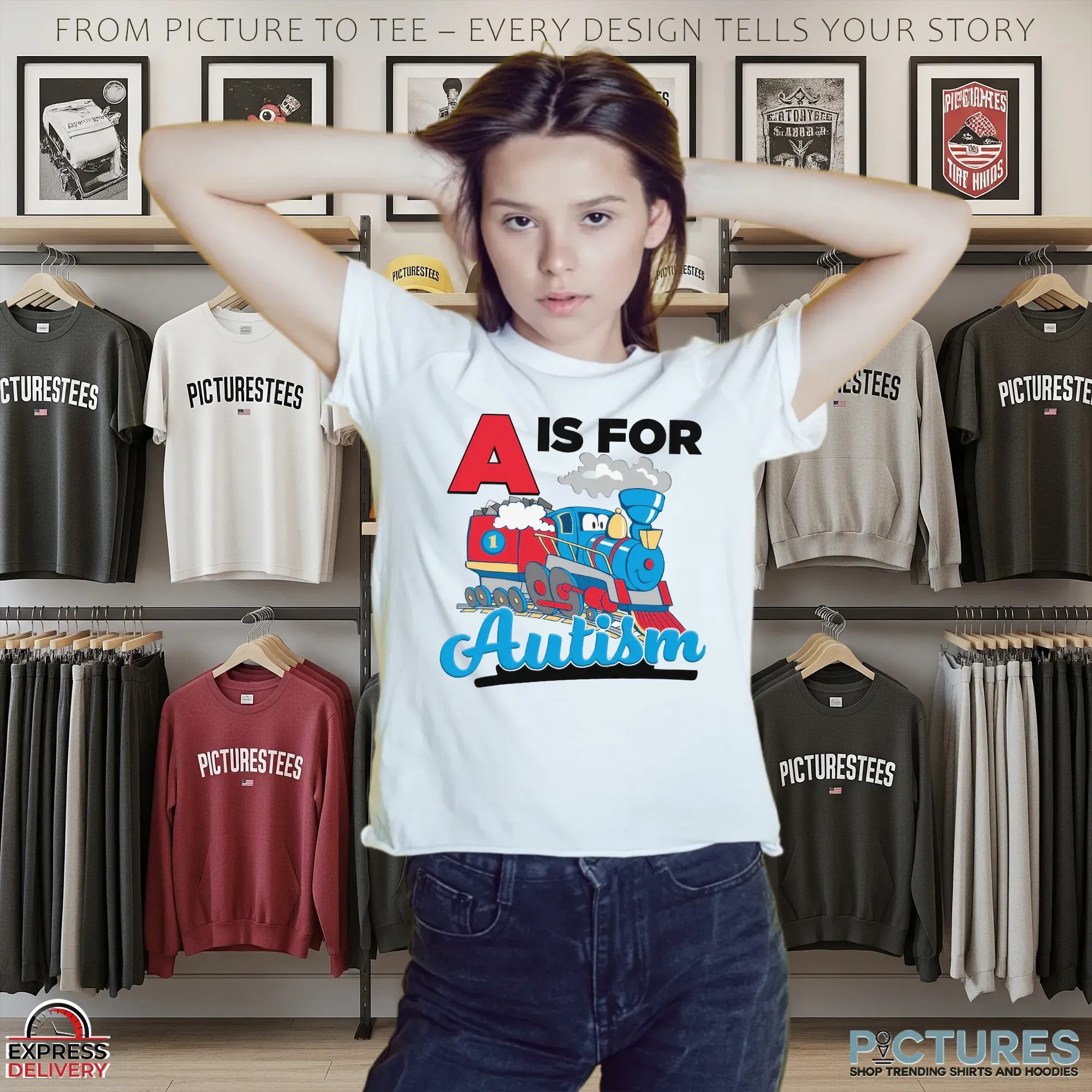 A Is For Autism Cartoon Train T Shirt
