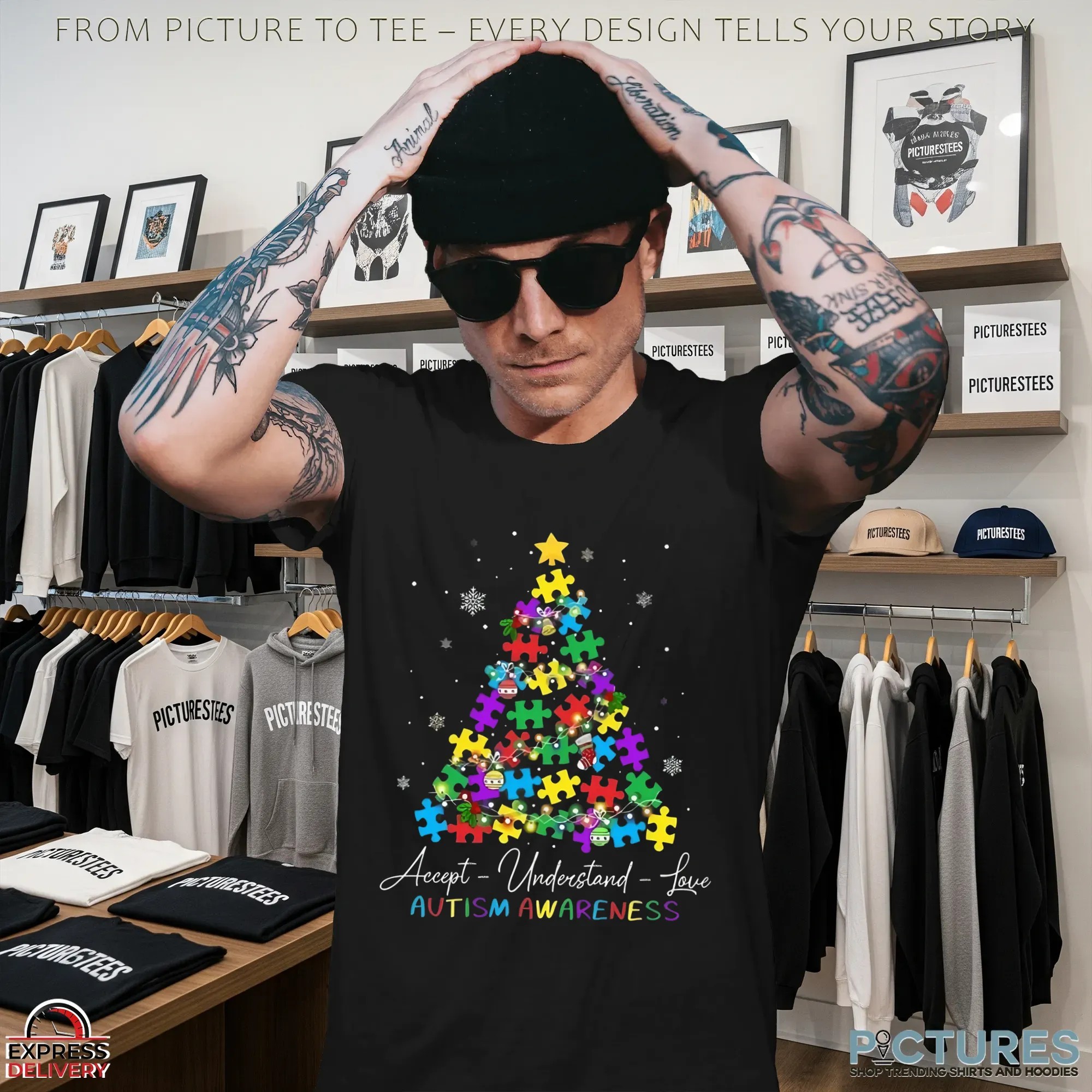 Accept-understand-love Autism Awareness Chistmas Tree T Shirt