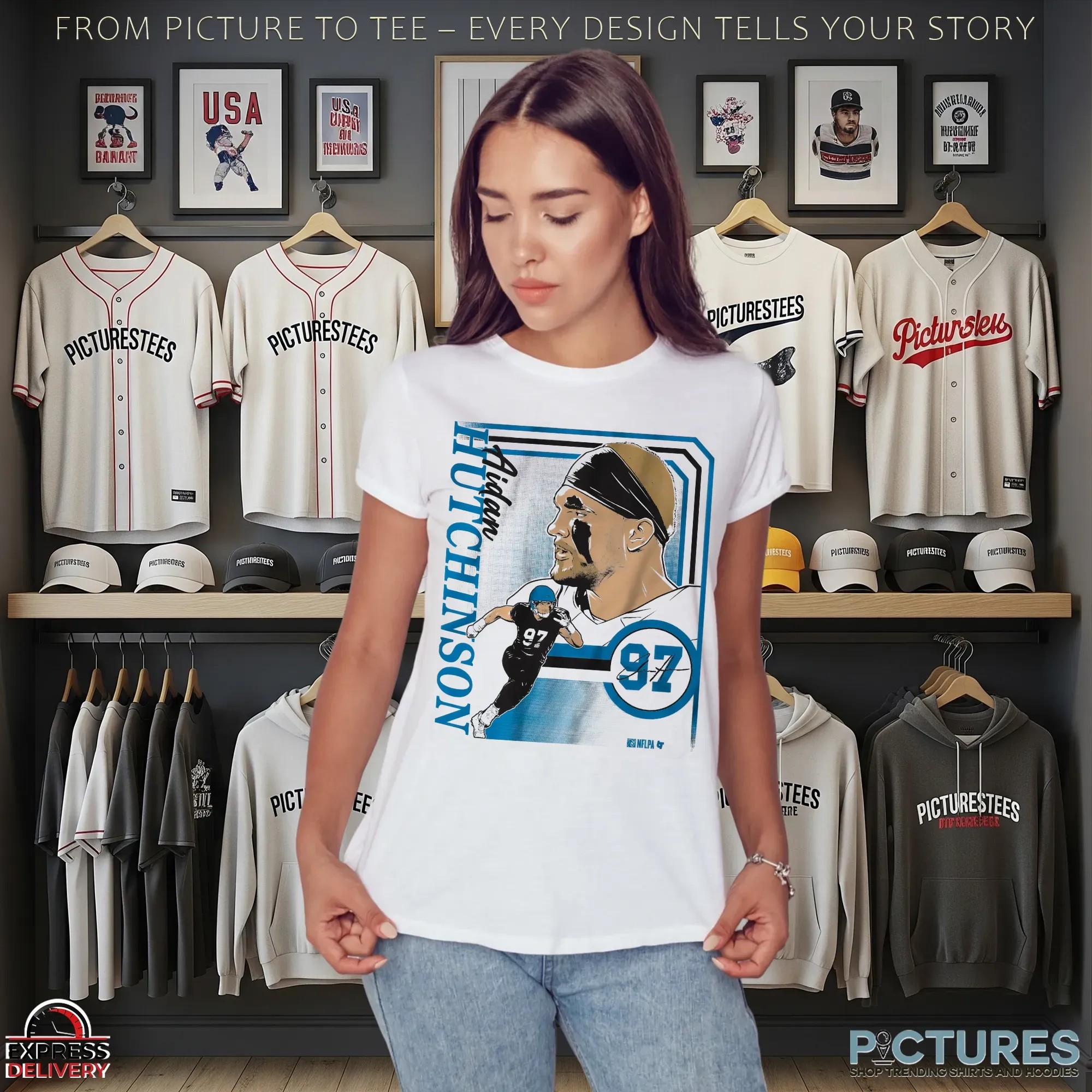 Aidan Hutchinson Detroit Lions Collage Frame T Shirt