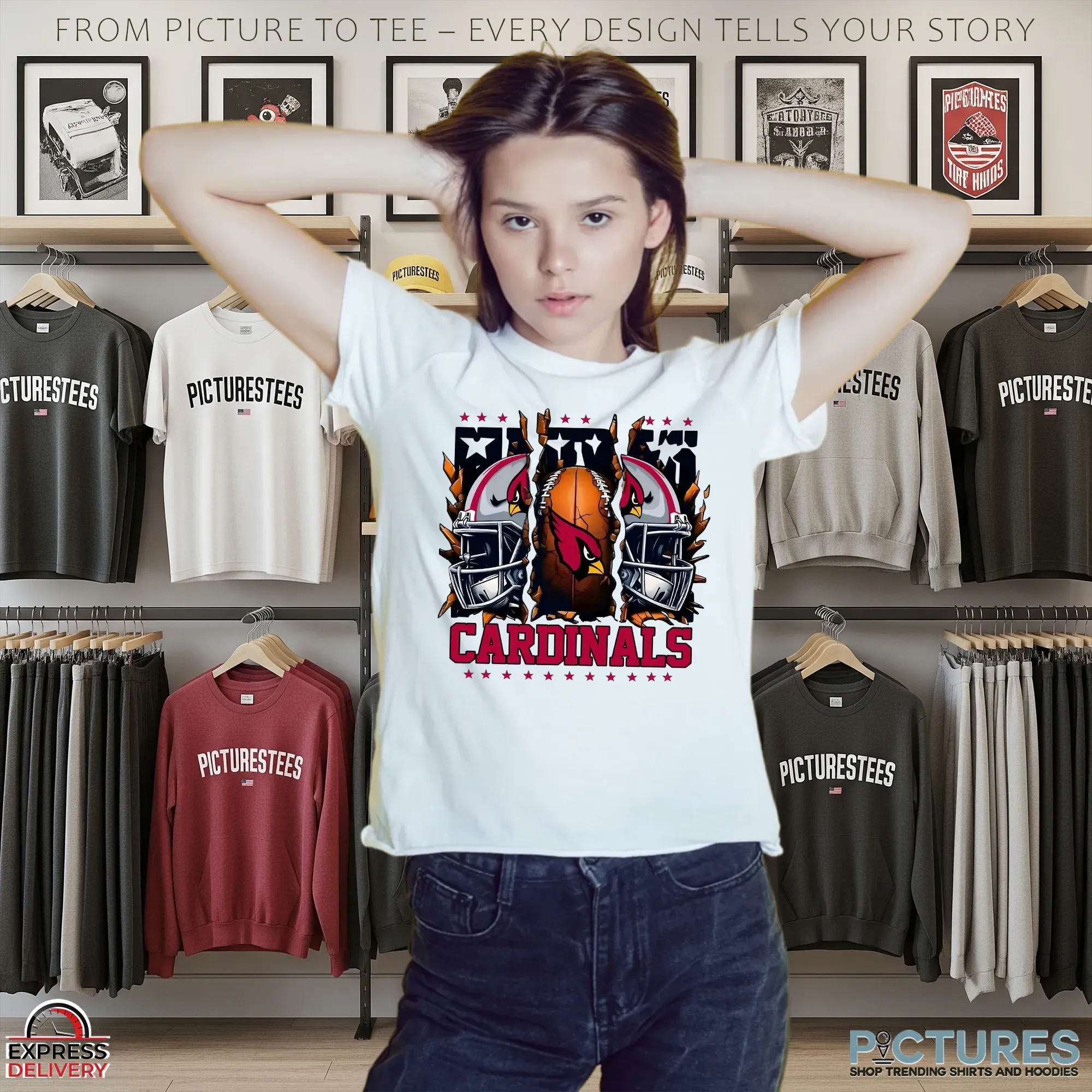 Arizona Cardinals Hardcore Football Helmet Graphic T Shirt