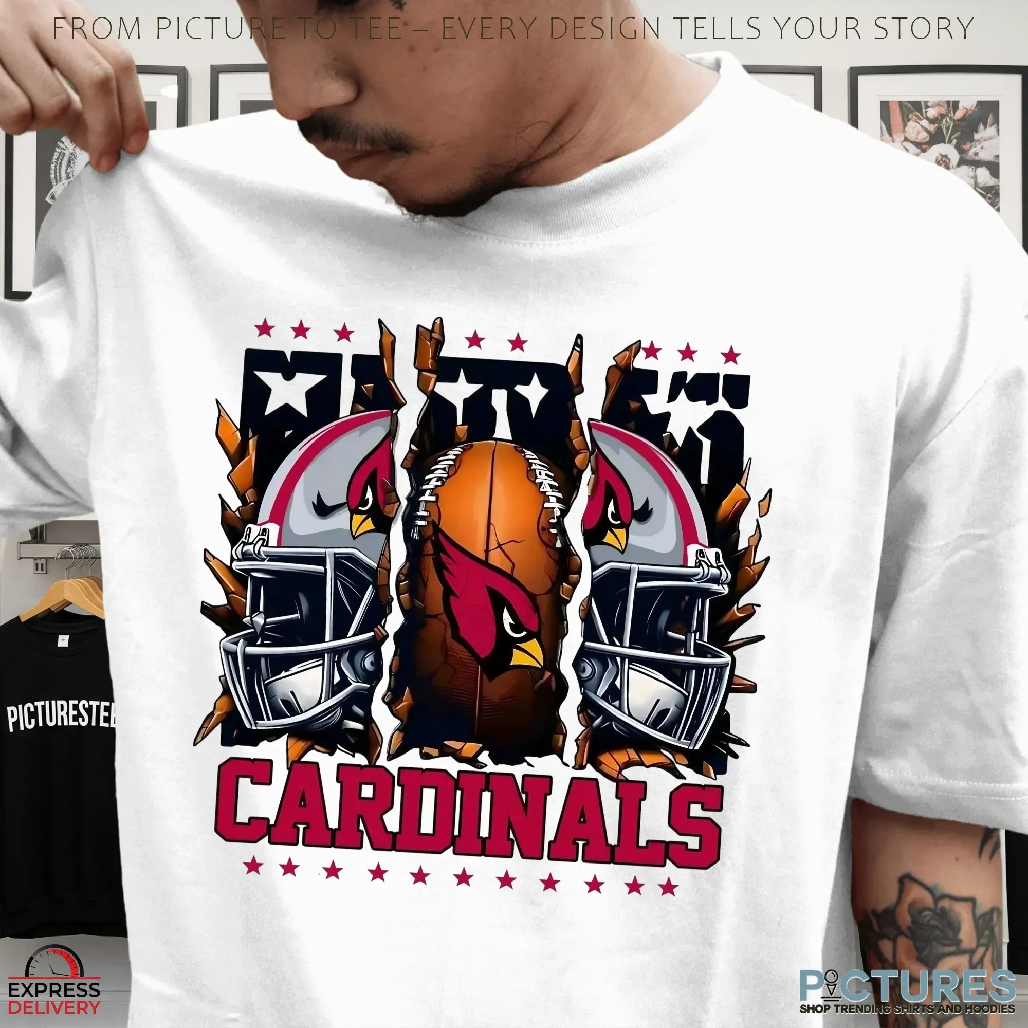 Arizona Cardinals Hardcore Football Helmet Graphic T Shirt