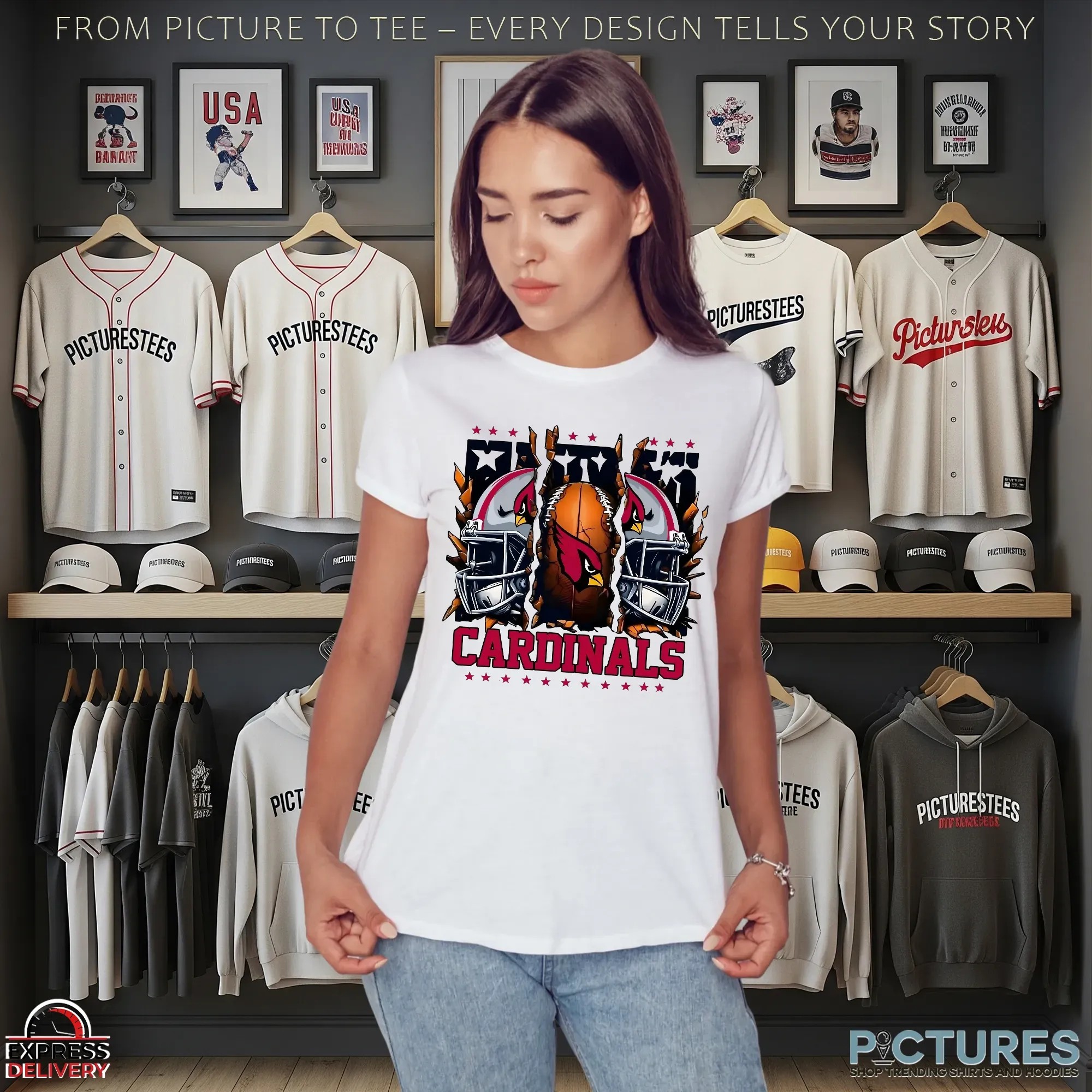 Arizona Cardinals Hardcore Football Helmet Graphic T Shirt