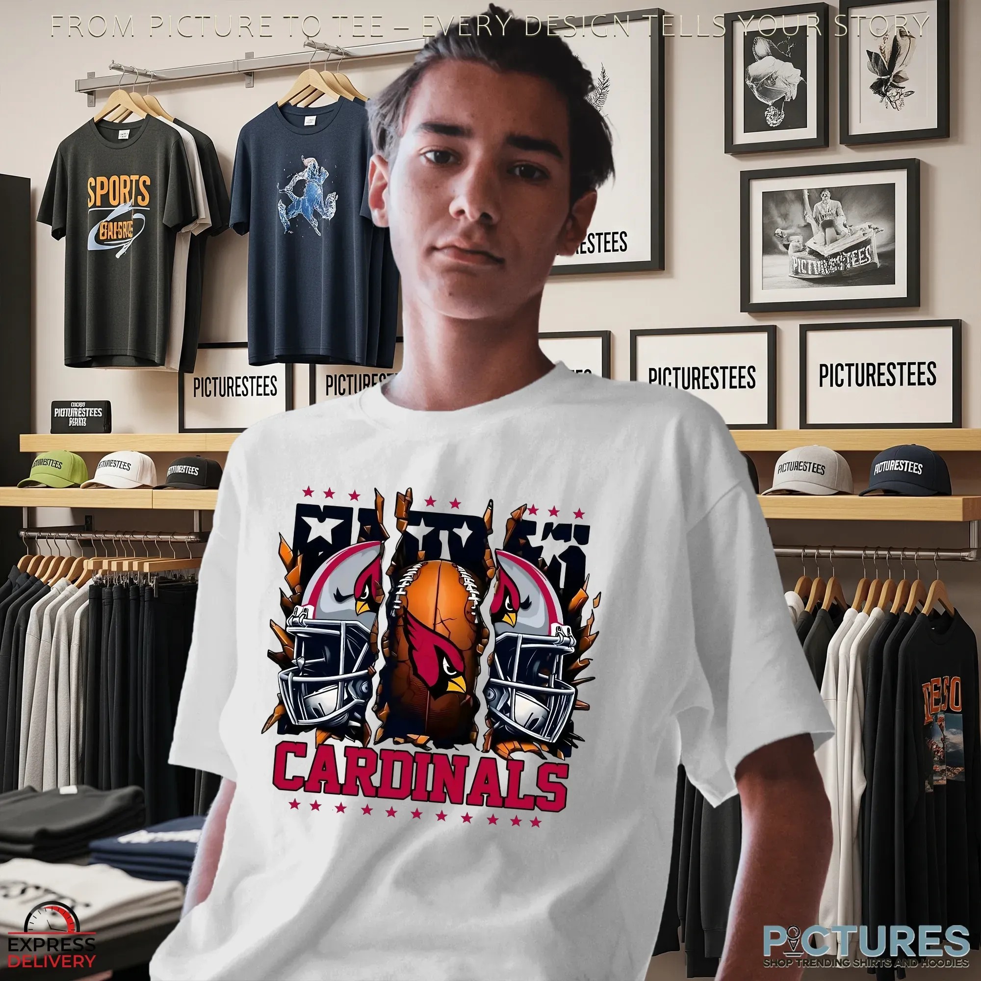 Arizona Cardinals Hardcore Football Helmet Graphic T Shirt