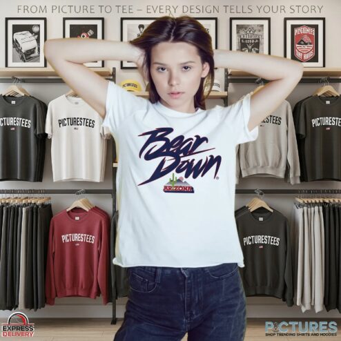 Arizona Wildcats Football Bear Down Cactus Logo T Shirt