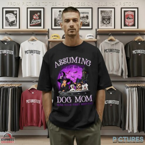 Assuming I'm Just An Old Dog Mom Husky Halloween Customized Name T Shirt